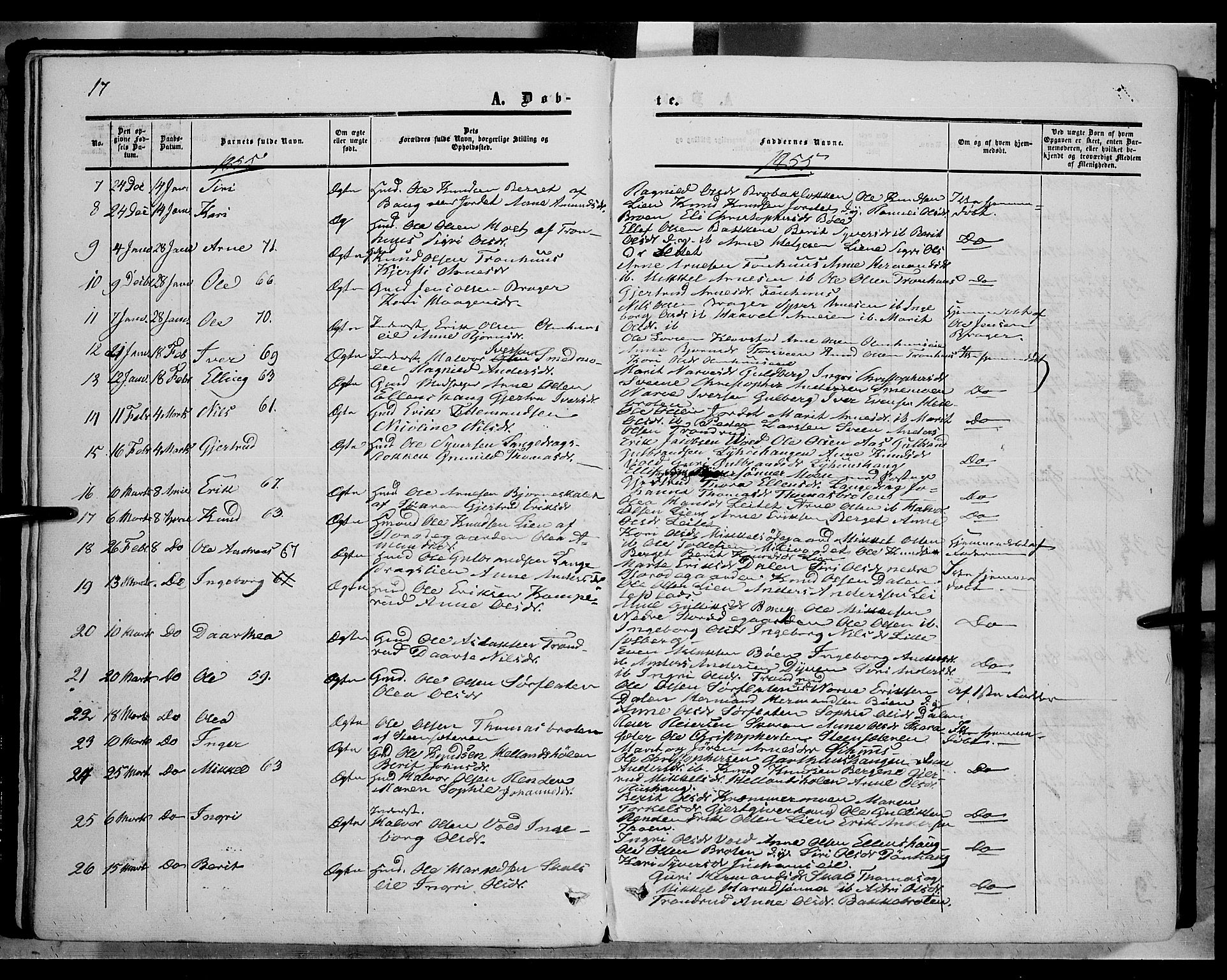 Sør-Aurdal prestekontor, AV/SAH-PREST-128/H/Ha/Haa/L0005: Parish register (official) no. 5, 1849-1876, p. 17