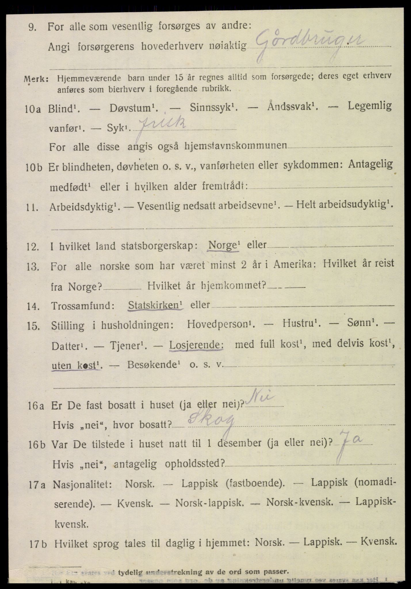 SAT, 1920 census for Velfjord, 1920, p. 2708