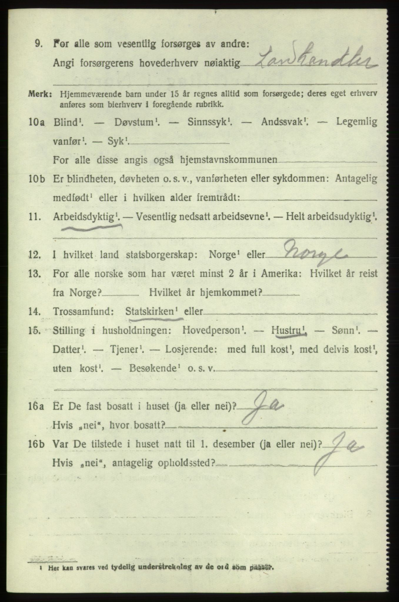 SAB, 1920 census for Tysnes, 1920, p. 7499