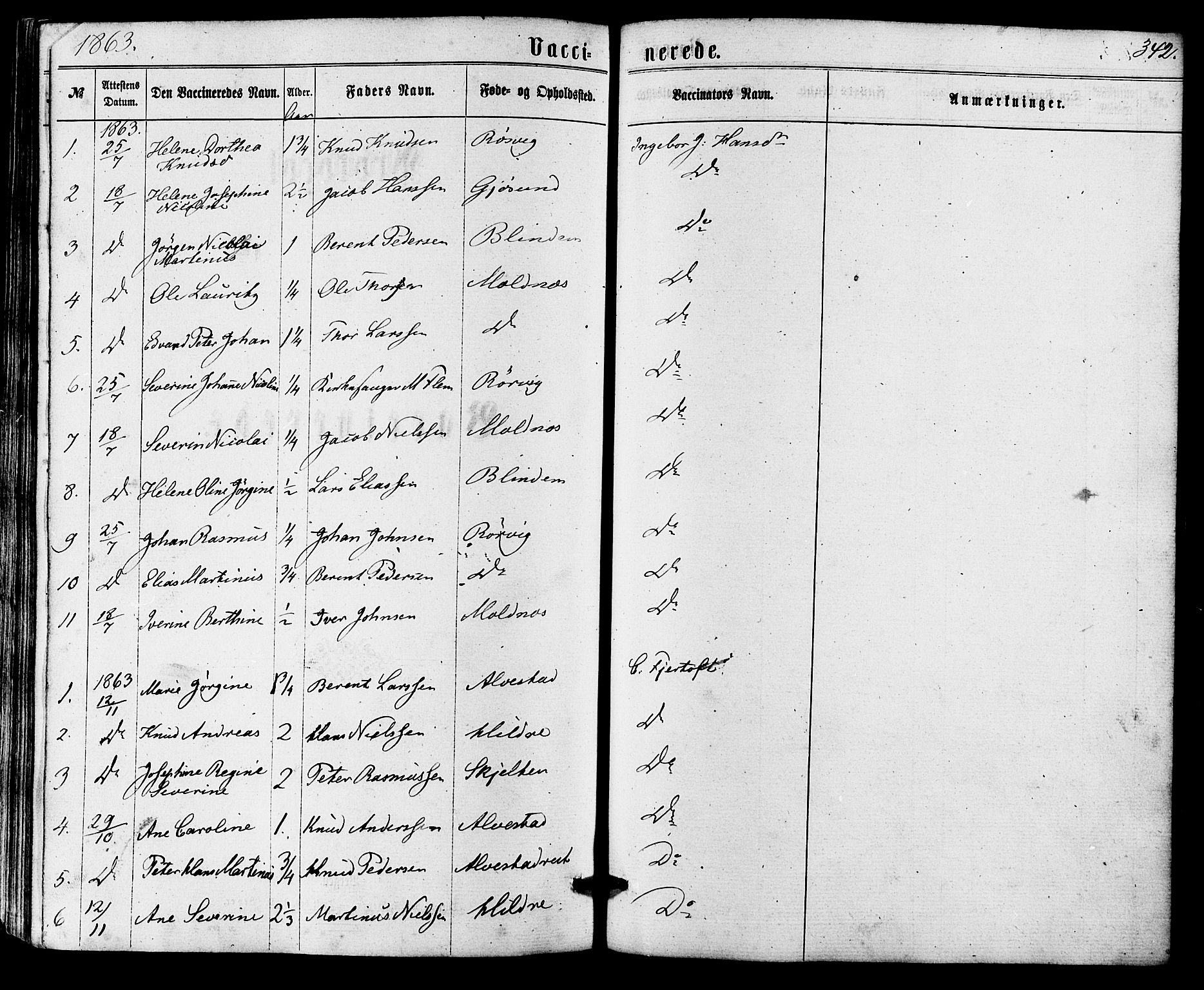 Ministerialprotokoller, klokkerbøker og fødselsregistre - Møre og Romsdal, SAT/A-1454/536/L0498: Parish register (official) no. 536A07, 1862-1875, p. 342