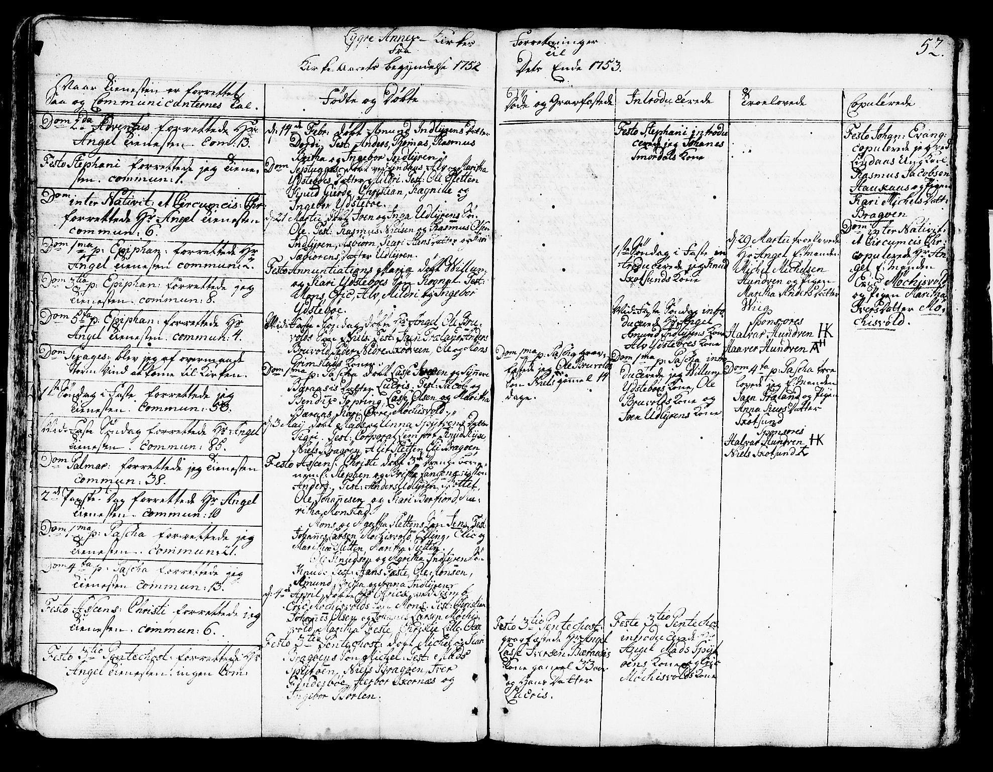 Lindås Sokneprestembete, AV/SAB-A-76701/H/Haa/Haaa/L0003: Parish register (official) no. A 3, 1748-1764, p. 52