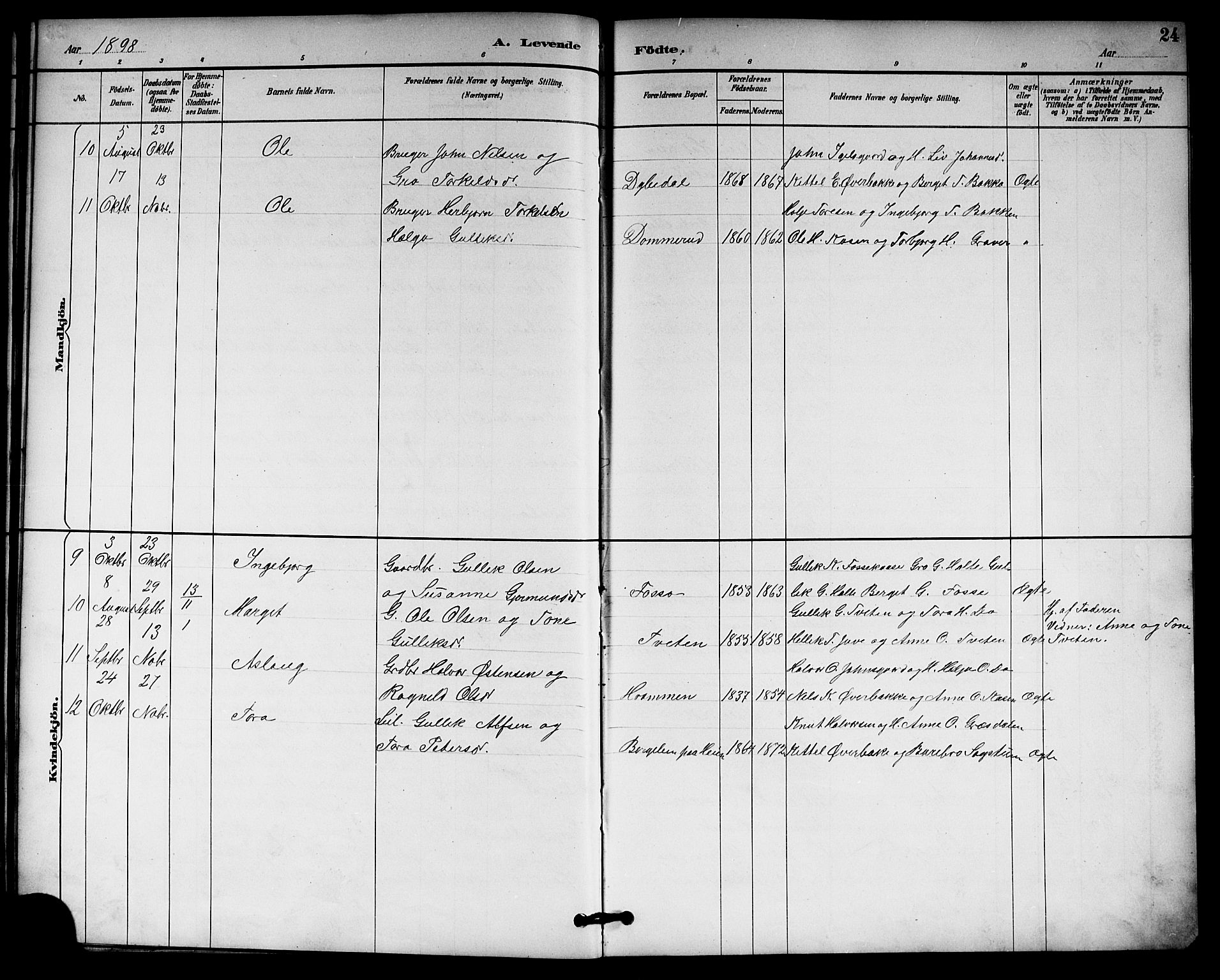 Gransherad kirkebøker, AV/SAKO-A-267/G/Gb/L0003: Parish register (copy) no. II 3, 1887-1921, p. 24