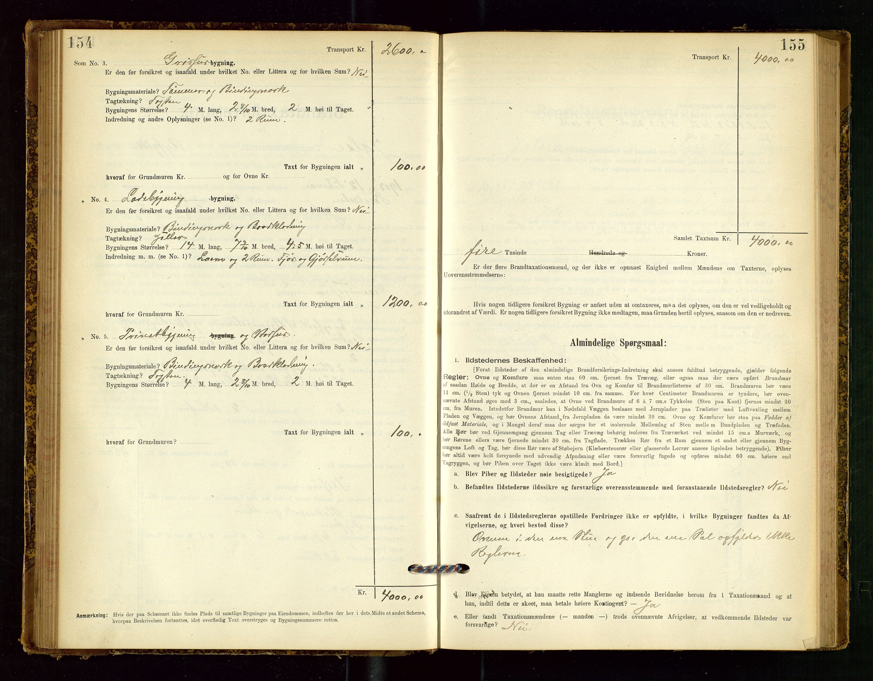 Jelsa lensmannskontor, SAST/A-100360/Gob/L0001: "Brandtaxationsprotocol", 1895-1918, p. 154-155
