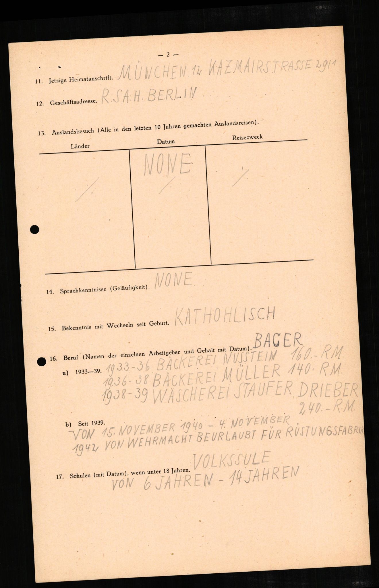 Forsvaret, Forsvarets overkommando II, AV/RA-RAFA-3915/D/Db/L0007: CI Questionaires. Tyske okkupasjonsstyrker i Norge. Tyskere., 1945-1946, p. 231