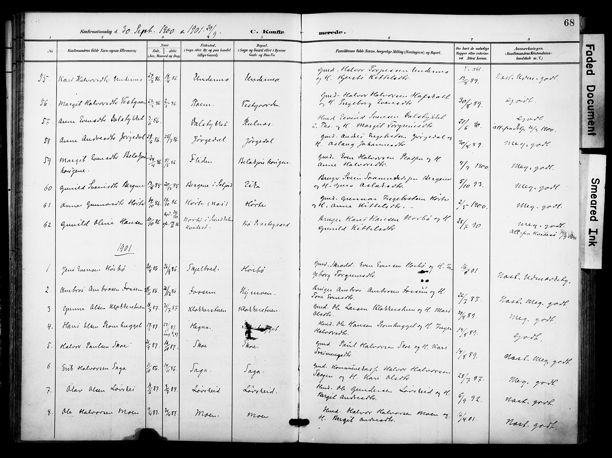 Bø kirkebøker, SAKO/A-257/F/Fa/L0012: Parish register (official) no. 12, 1900-1908, p. 68