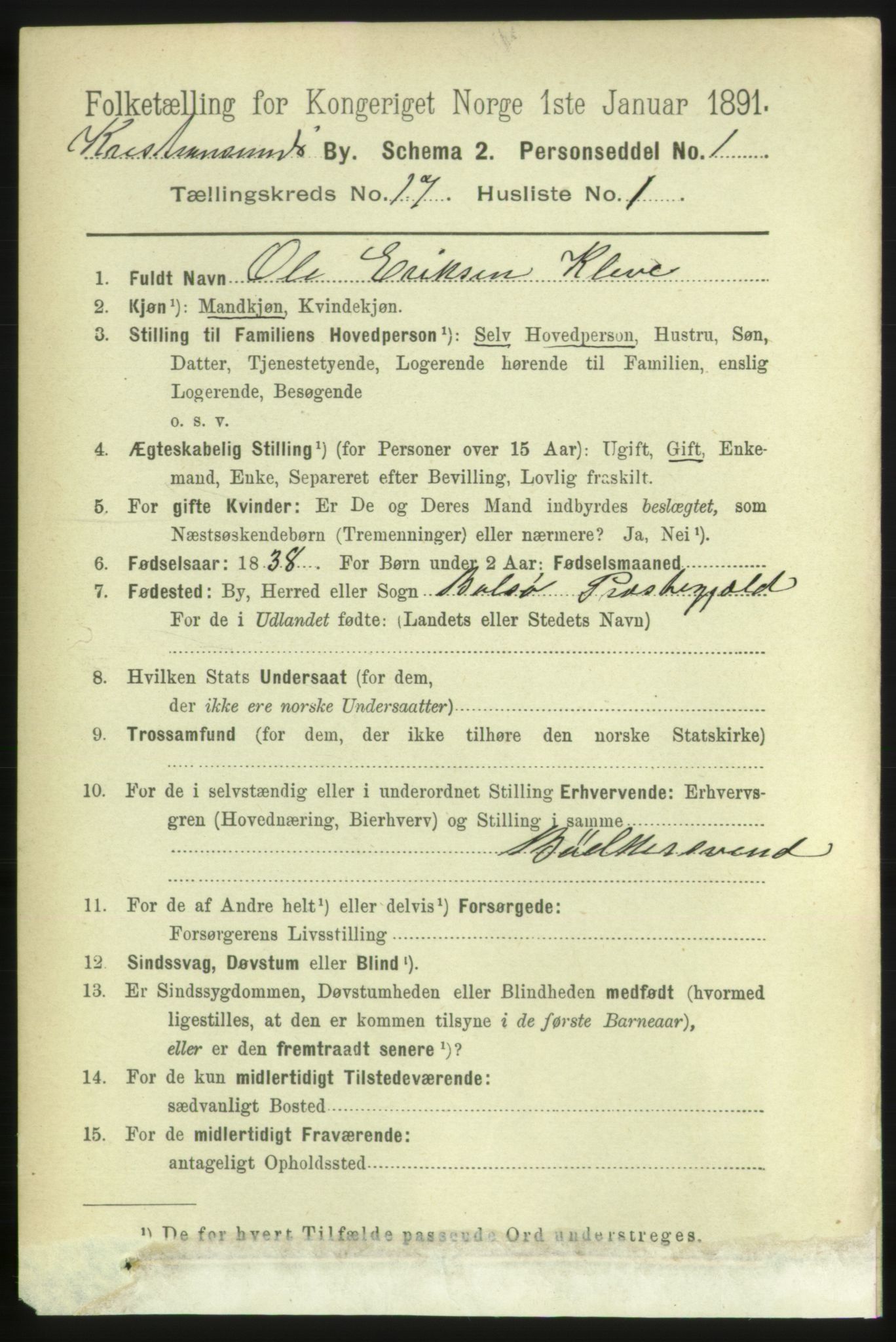 RA, 1891 census for 1503 Kristiansund, 1891, p. 11650