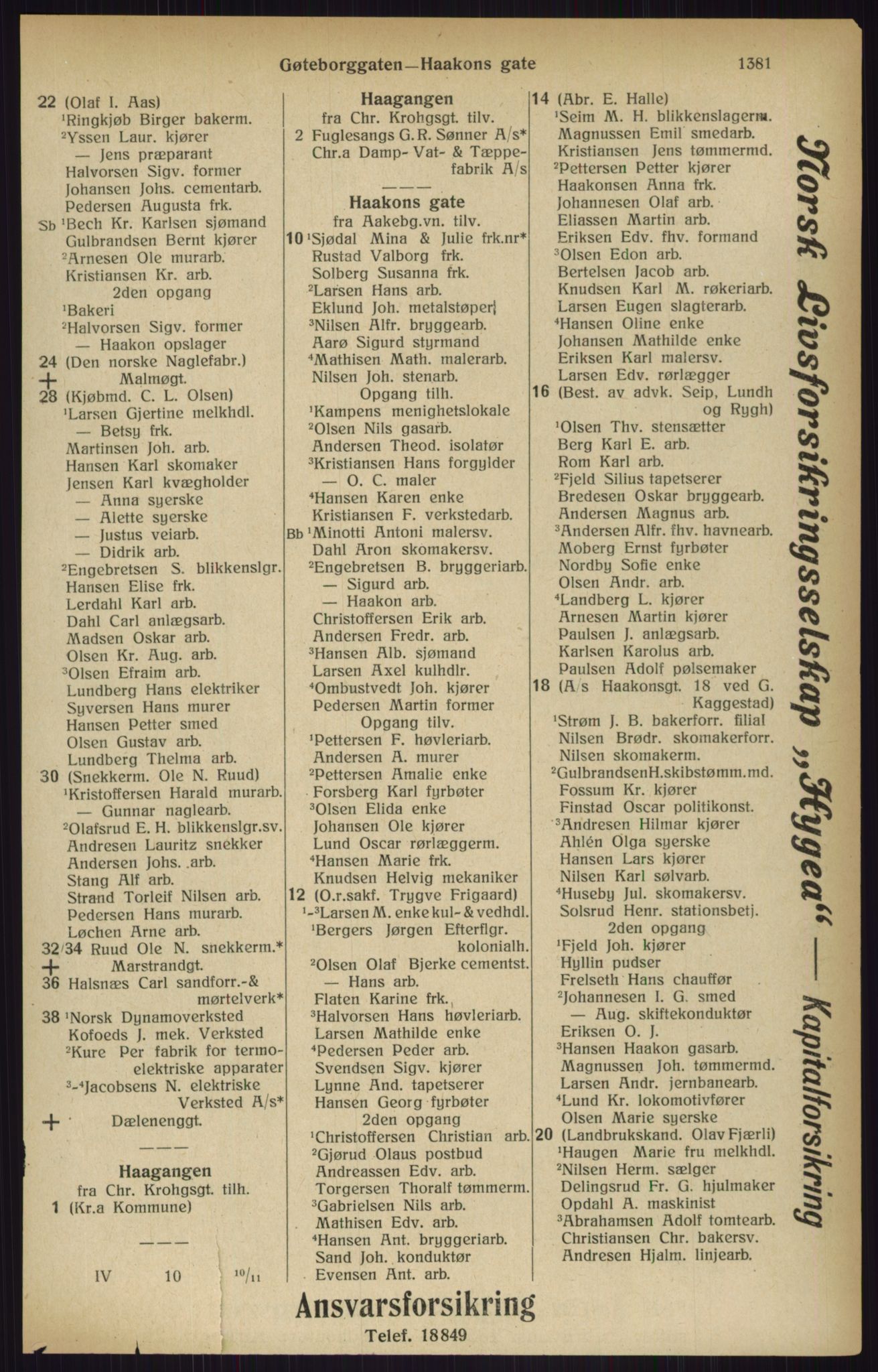 Kristiania/Oslo adressebok, PUBL/-, 1916, p. 1381