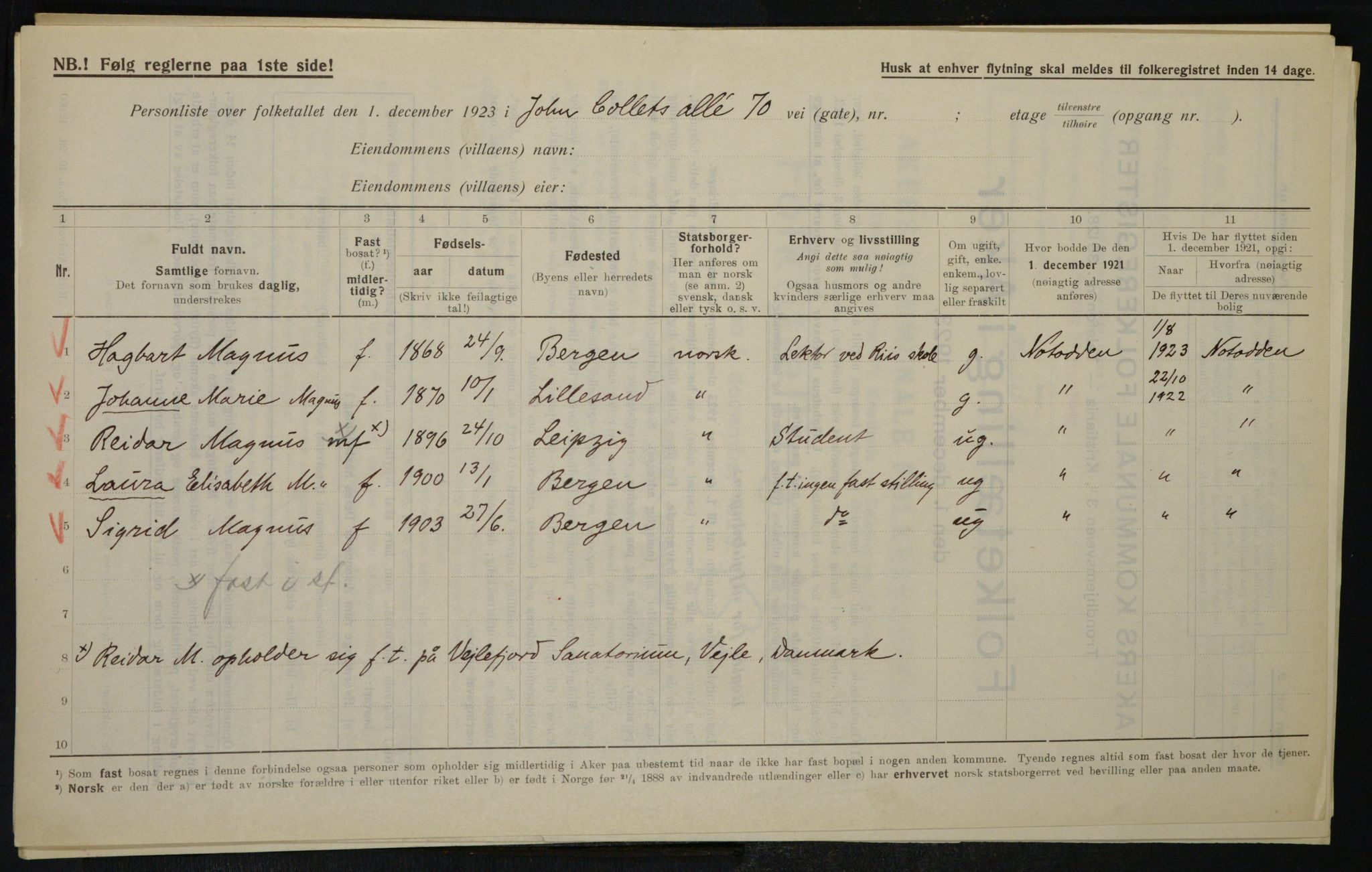 , Municipal Census 1923 for Aker, 1923, p. 21024