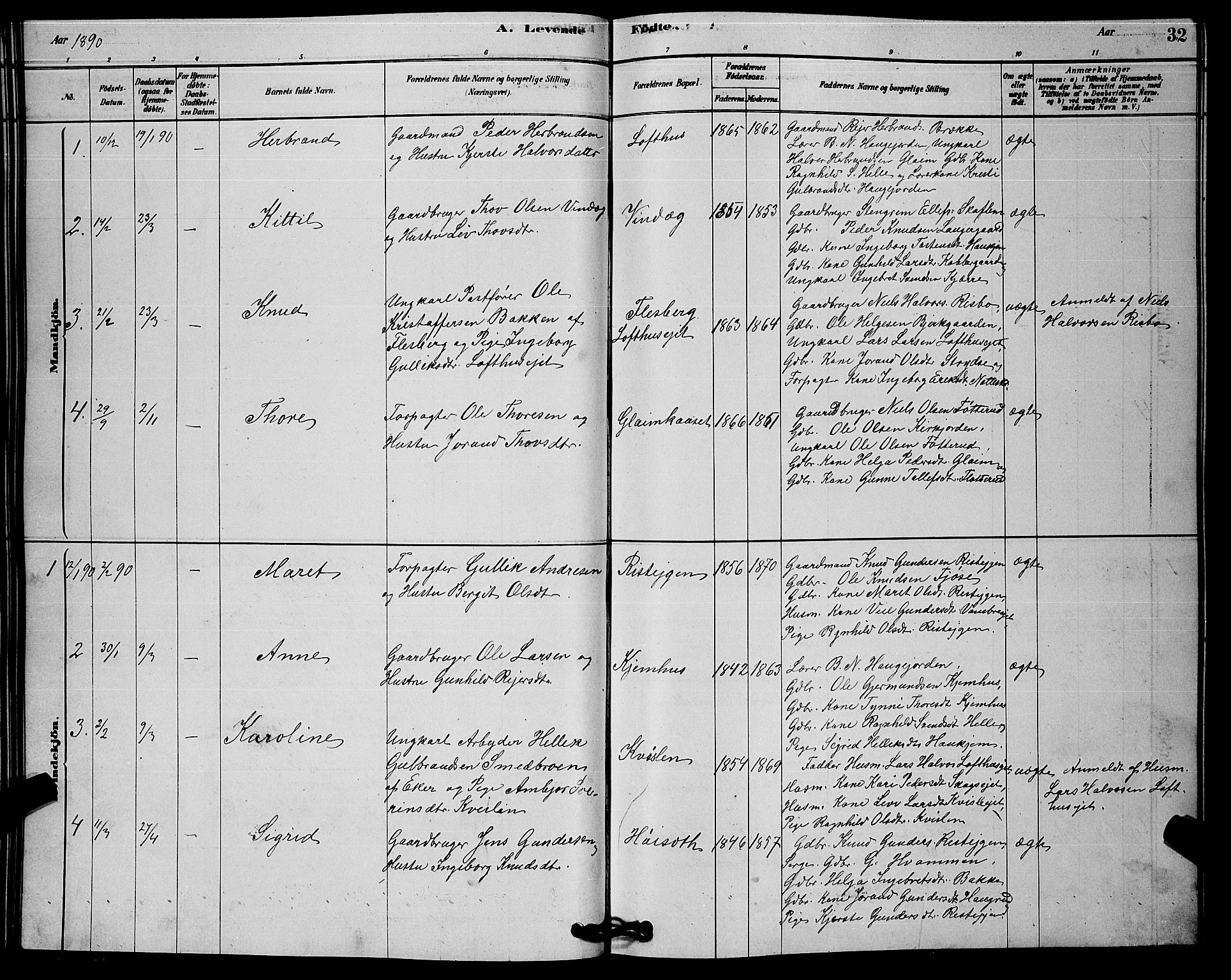 Rollag kirkebøker, SAKO/A-240/G/Gb/L0002: Parish register (copy) no. II 2, 1878-1898, p. 32