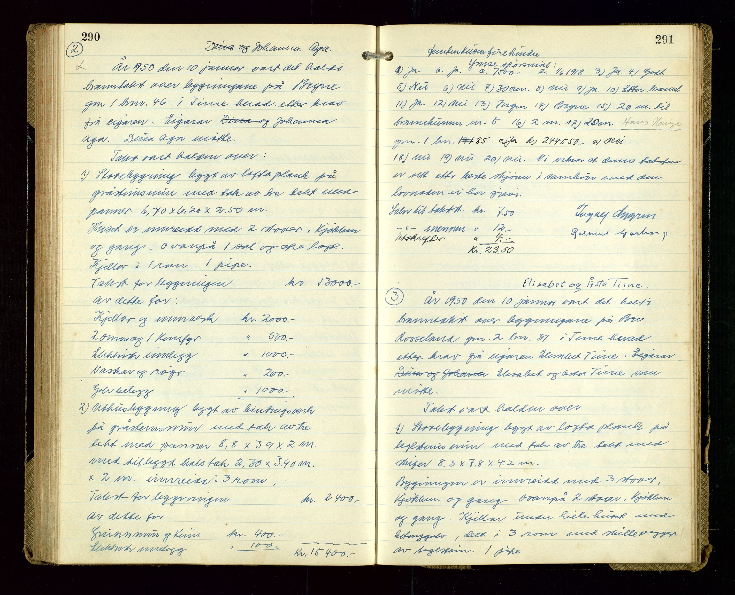 Time lensmannskontor, AV/SAST-A-100420/Goa/L0005: "Branntakstprotokoll", 1948-1950, p. 290-291