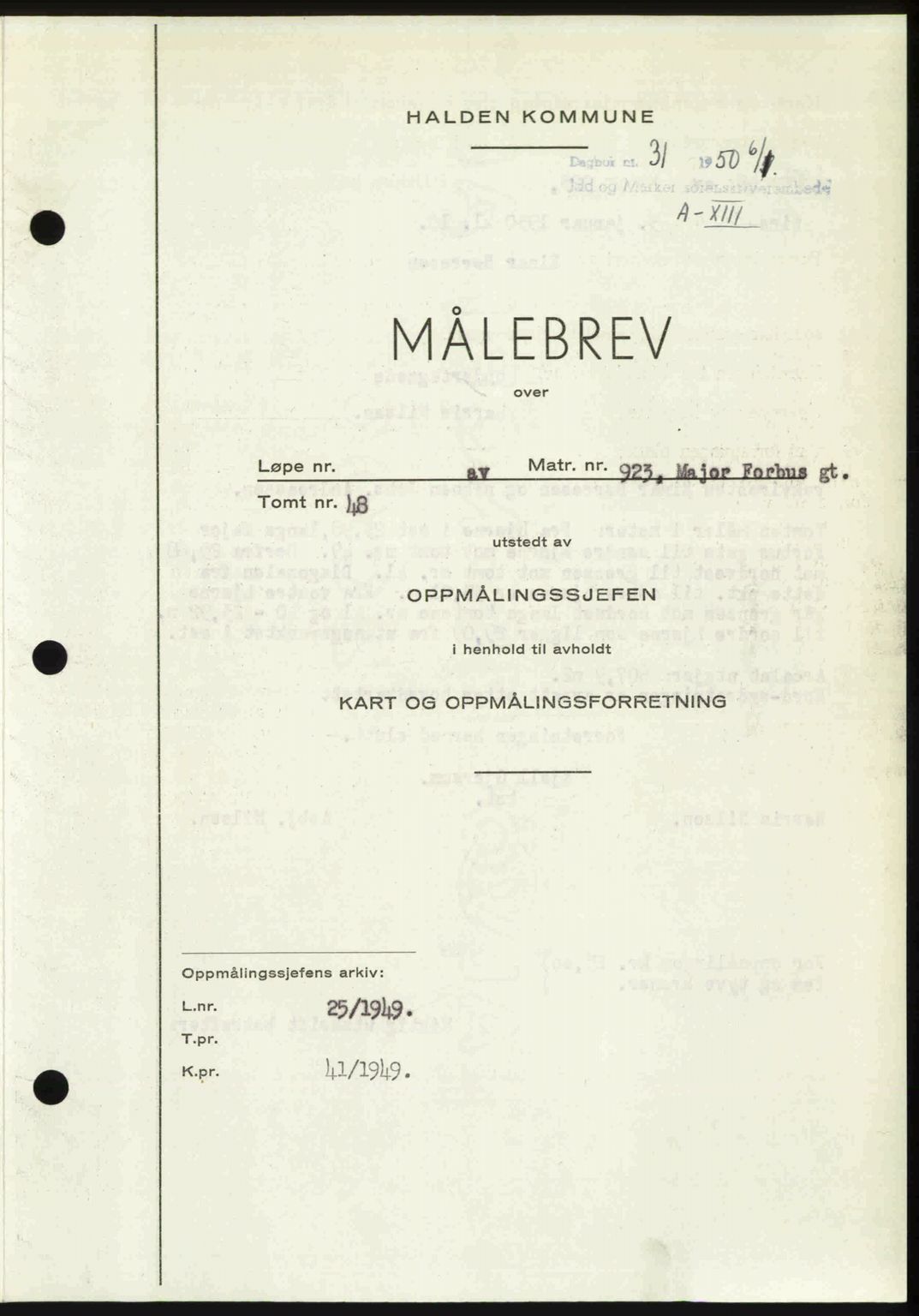 Idd og Marker sorenskriveri, AV/SAO-A-10283/G/Gb/Gbb/L0013: Mortgage book no. A13, 1949-1950, Diary no: : 31/1950