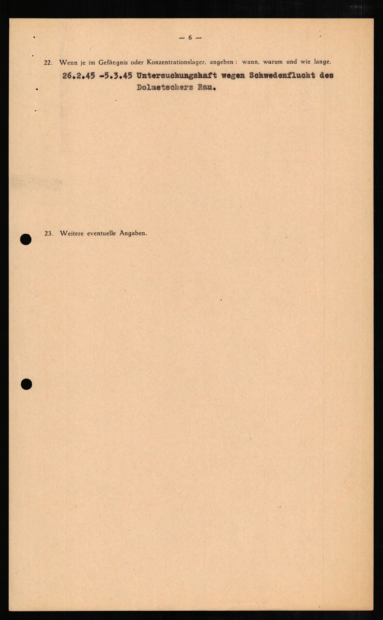 Forsvaret, Forsvarets overkommando II, AV/RA-RAFA-3915/D/Db/L0008: CI Questionaires. Tyske okkupasjonsstyrker i Norge. Tyskere., 1945-1946, p. 24