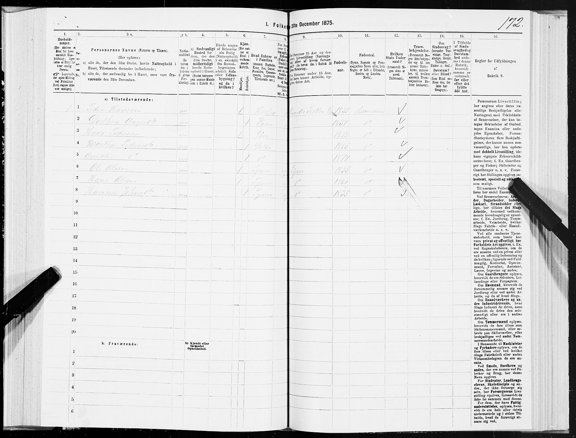 SAT, 1875 census for 1849P Hamarøy, 1875, p. 2172