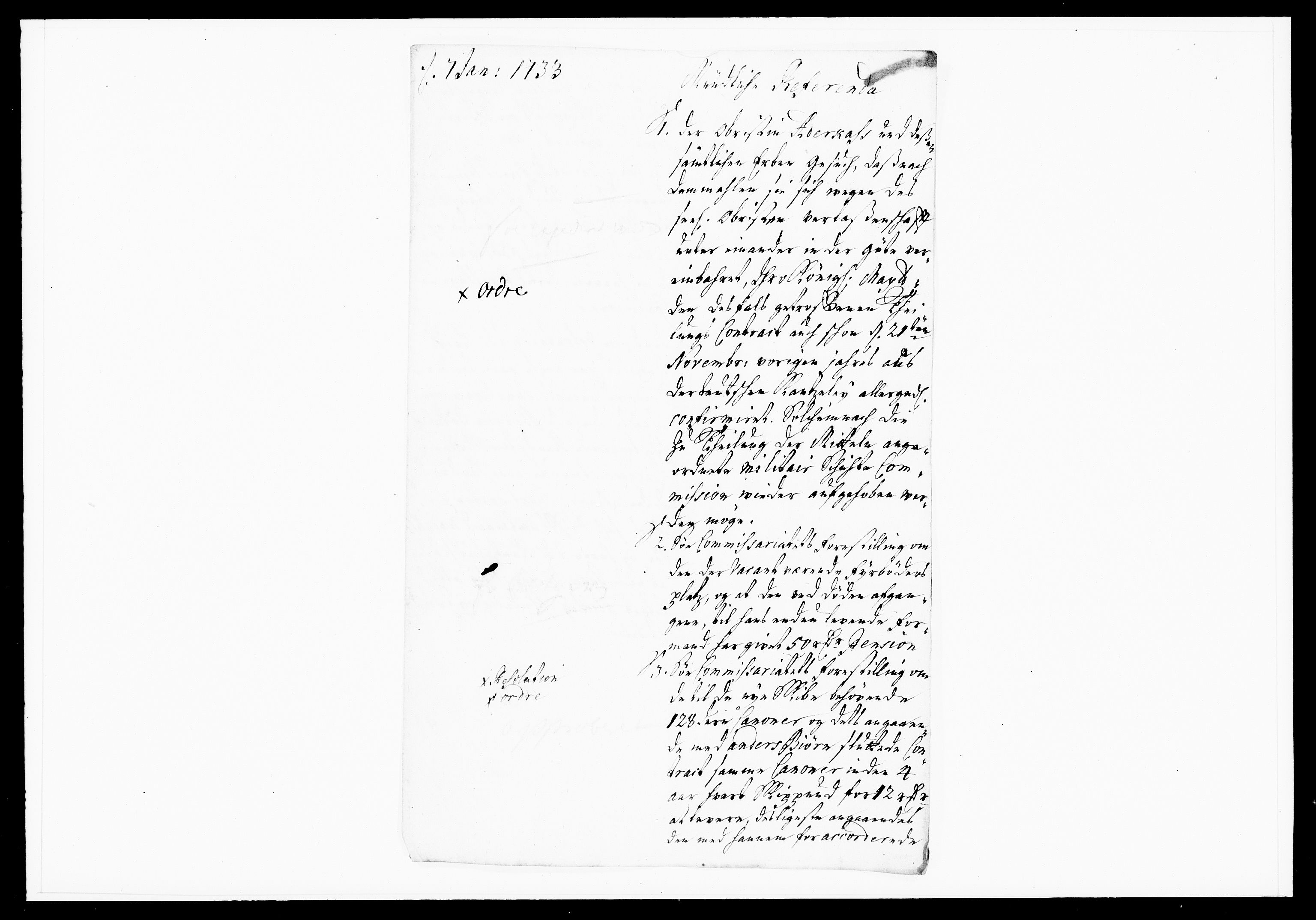 Krigskollegiet, Krigskancelliet, DRA/A-0006/-/1108-1113: Refererede sager, 1733, p. 6