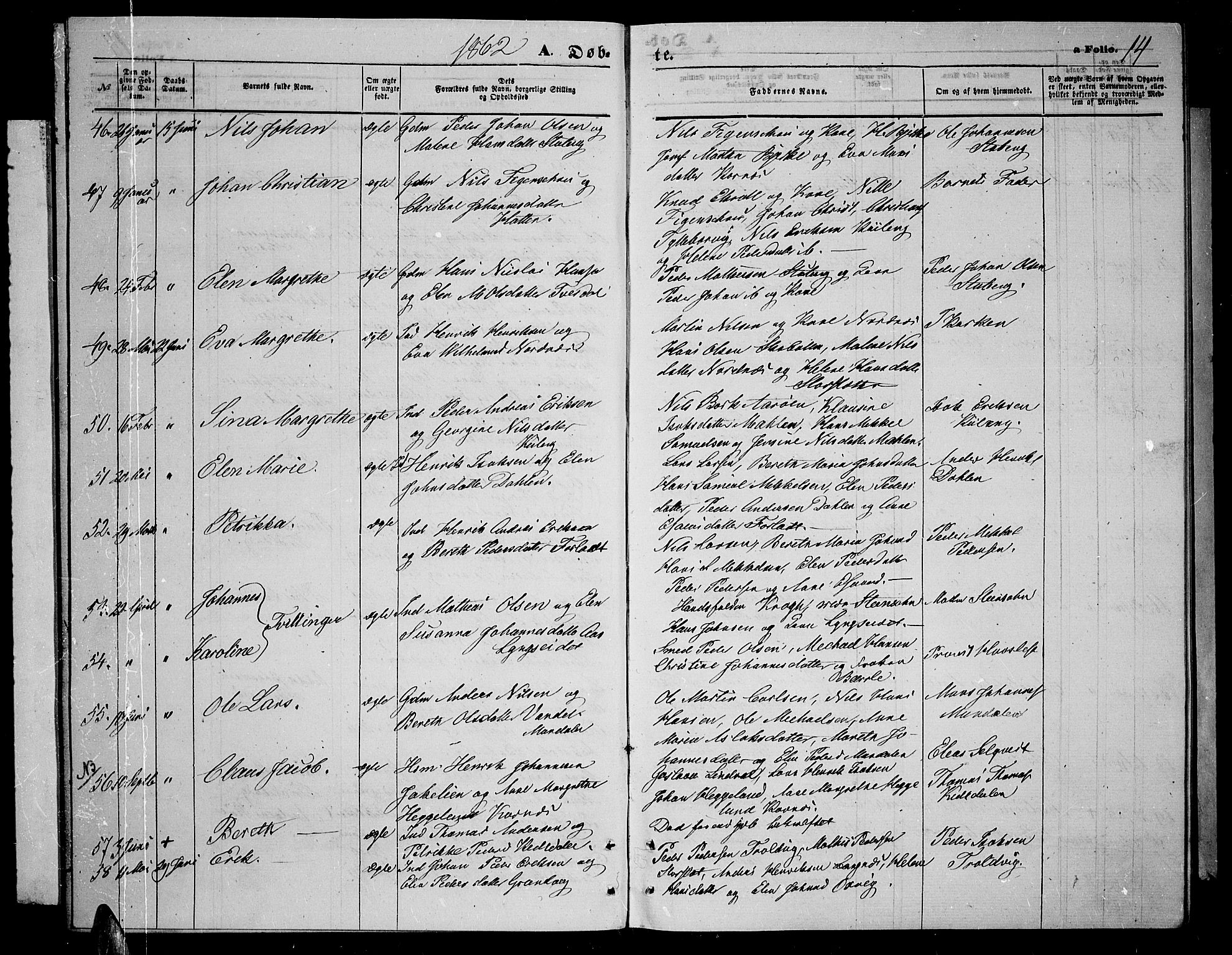 Lyngen sokneprestembete, AV/SATØ-S-1289/H/He/Heb/L0003klokker: Parish register (copy) no. 3, 1861-1867, p. 14