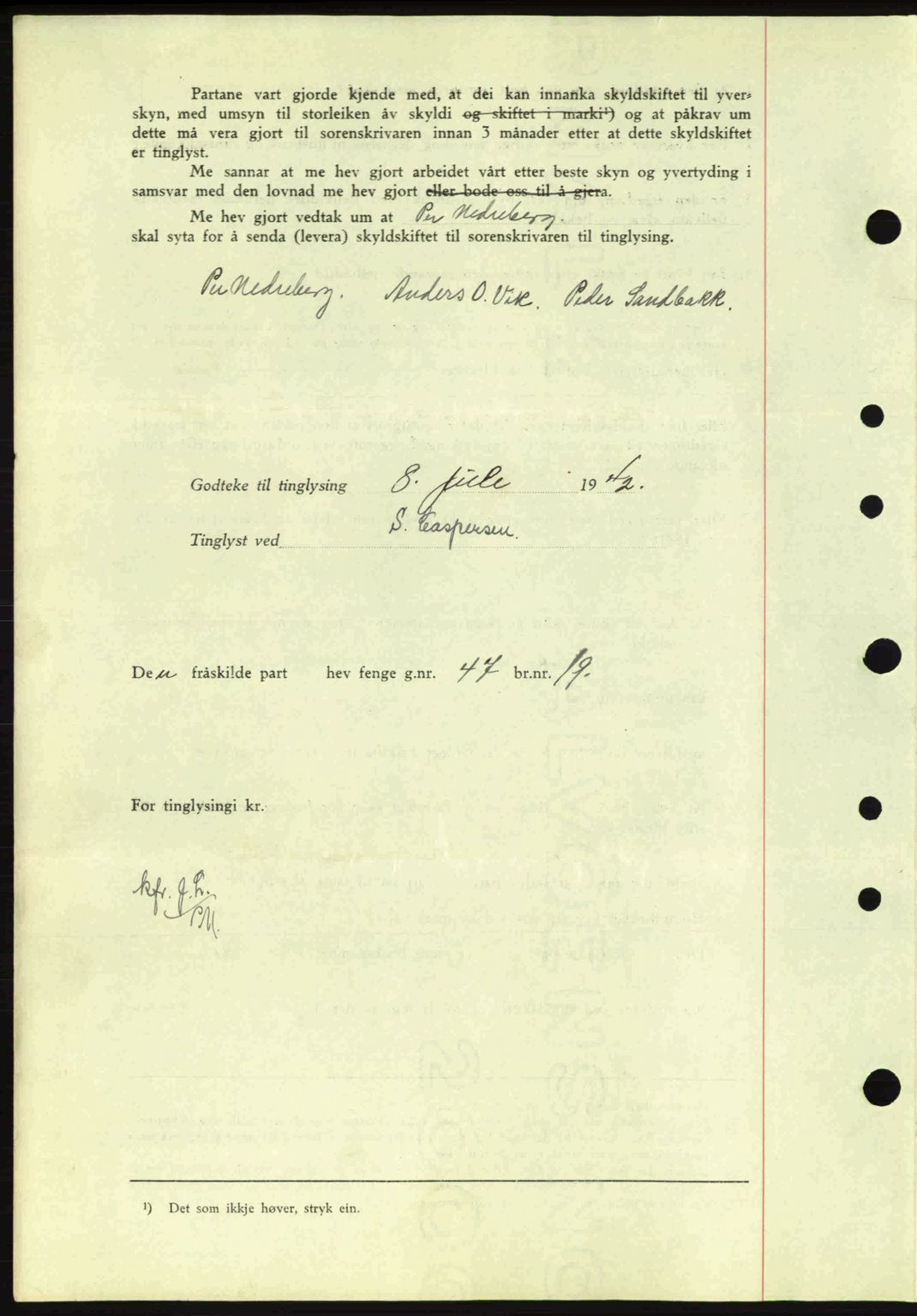 Nordfjord sorenskriveri, SAB/A-2801/02/02b/02bj/L0007: Mortgage book no. A7, 1941-1943, Diary no: : 863/1942