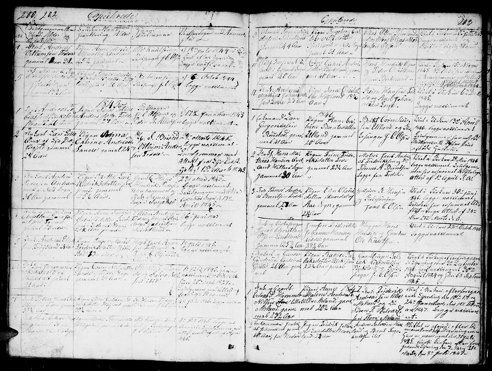 Kvinesdal sokneprestkontor, SAK/1111-0026/F/Fb/Fba/L0002: Parish register (copy) no. B 2, 1838-1858, p. 202-203