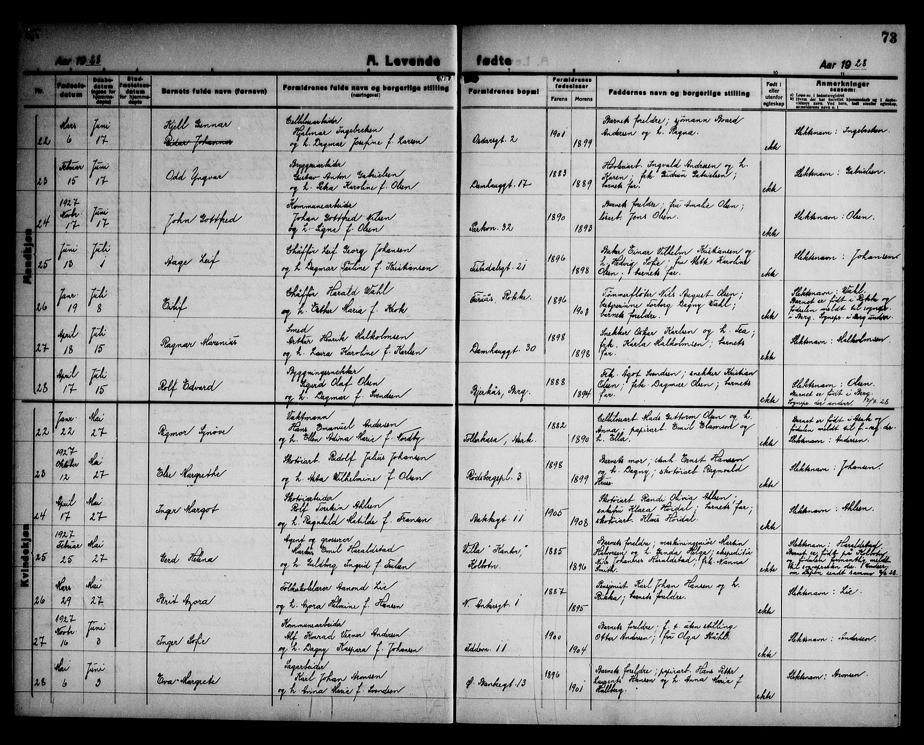 Halden prestekontor Kirkebøker, AV/SAO-A-10909/G/Ga/L0012: Parish register (copy) no. 12, 1923-1946, p. 73