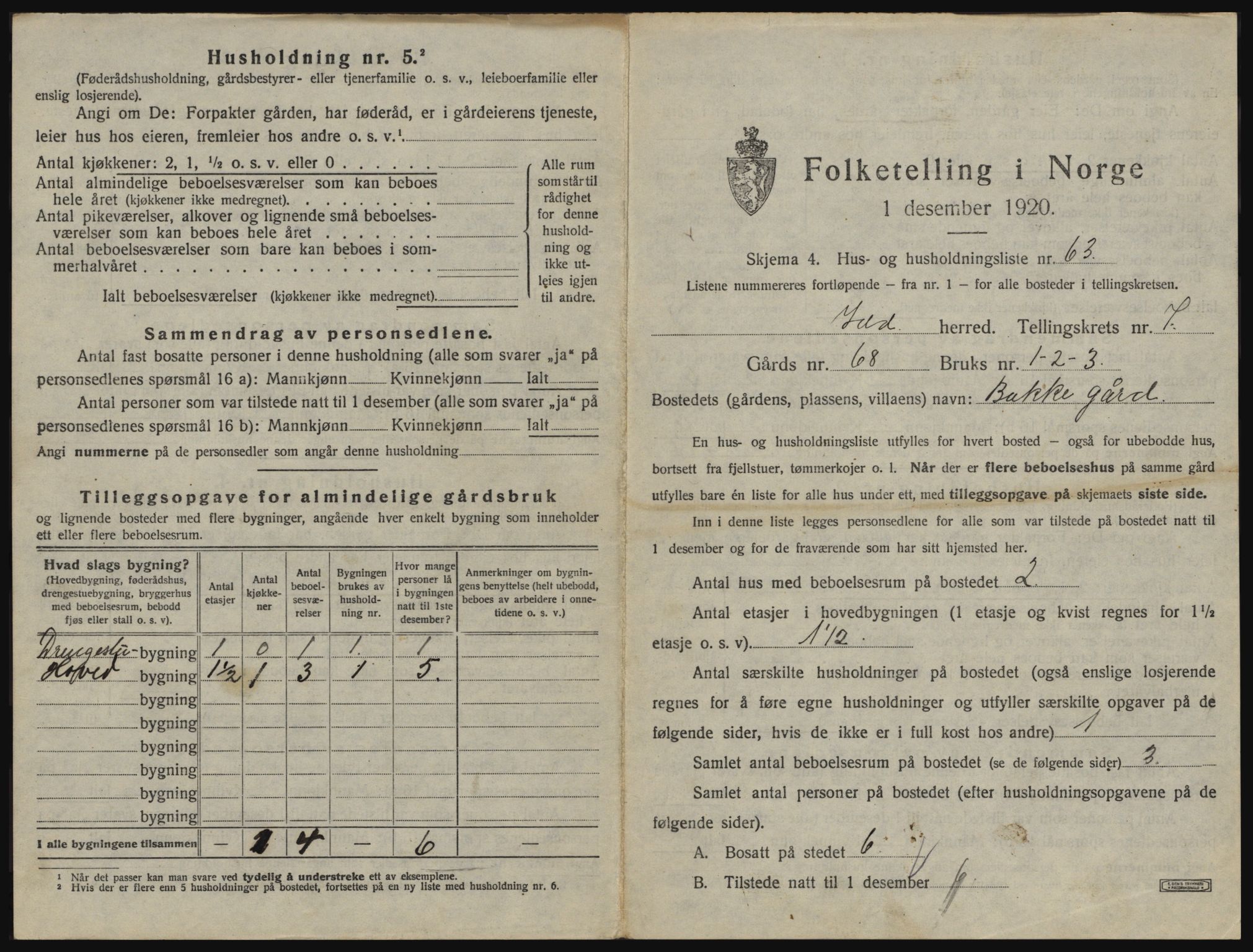 SAO, 1920 census for Idd, 1920, p. 1158