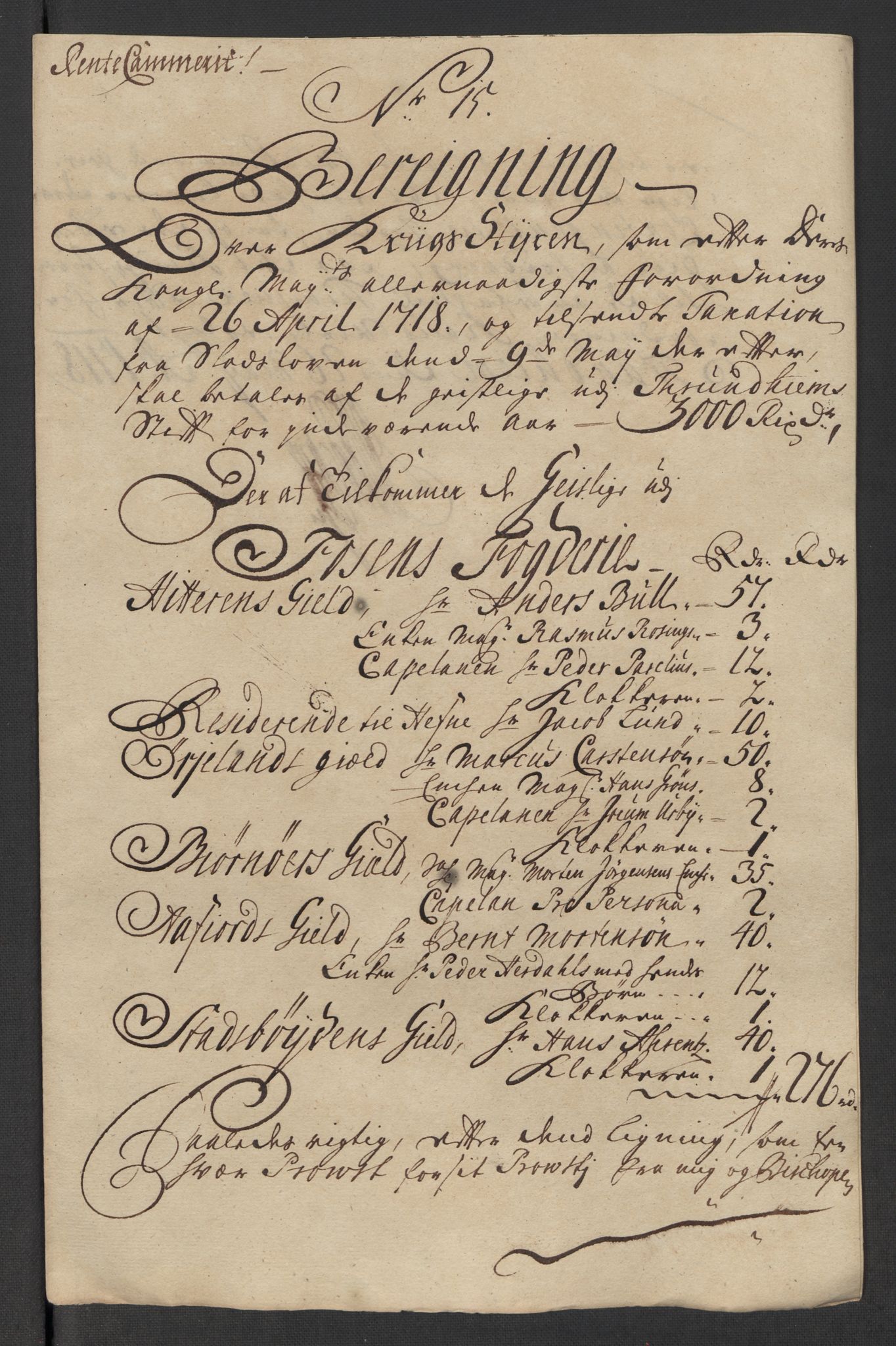 Rentekammeret inntil 1814, Reviderte regnskaper, Fogderegnskap, AV/RA-EA-4092/R57/L3866: Fogderegnskap Fosen, 1718, p. 147