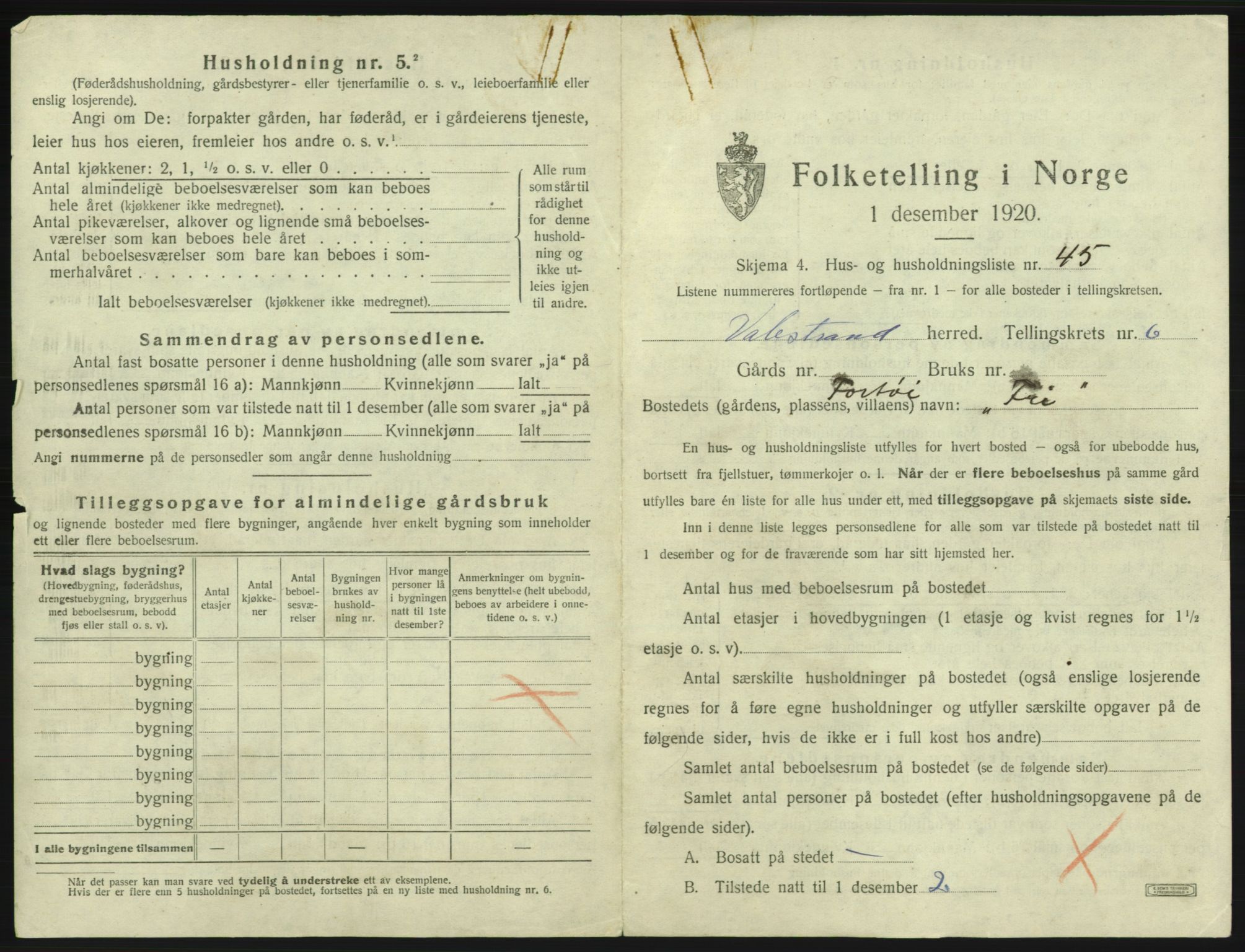 SAB, 1920 census for Valestrand, 1920, p. 463