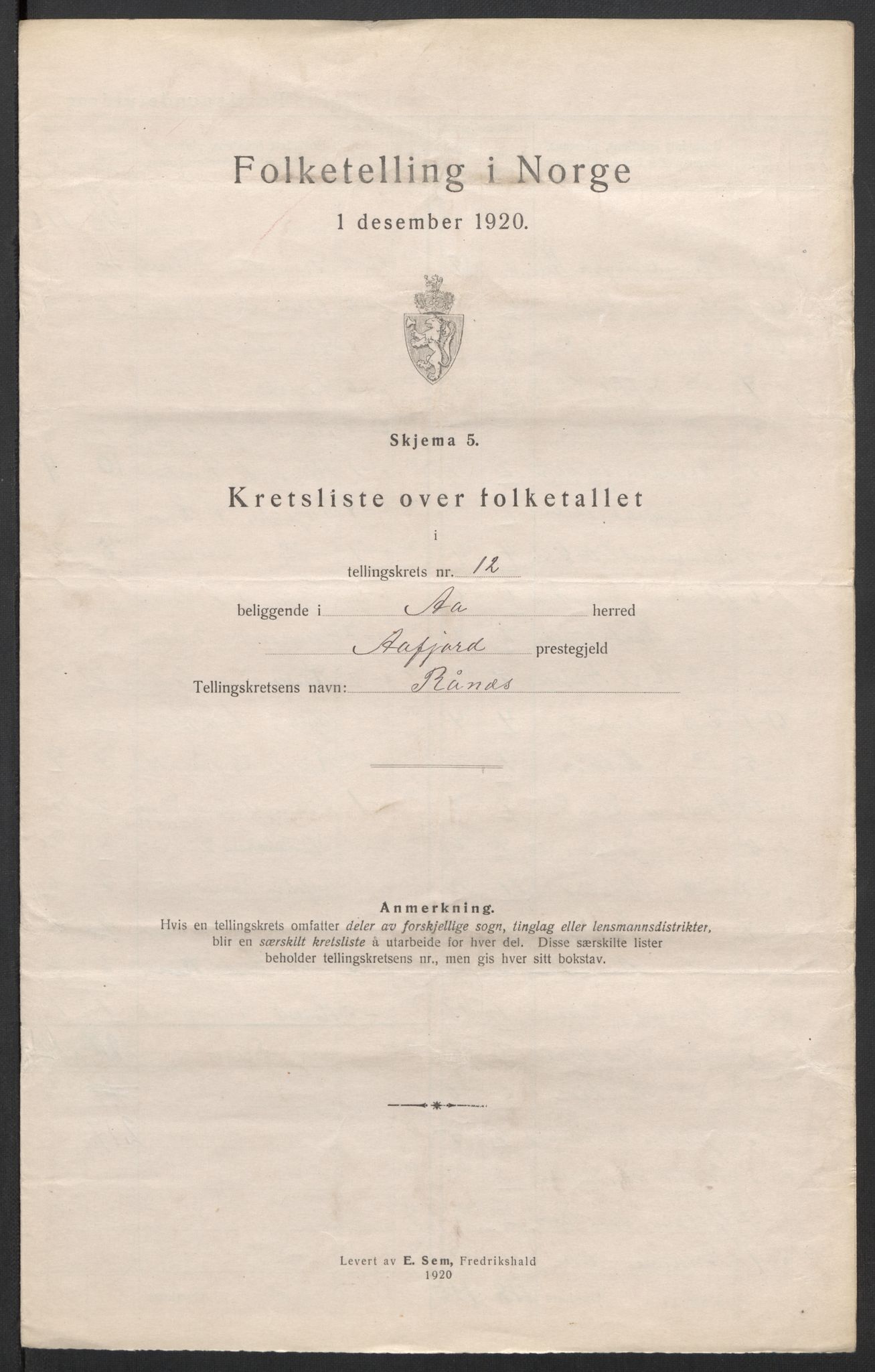 SAT, 1920 census for Å, 1920, p. 41