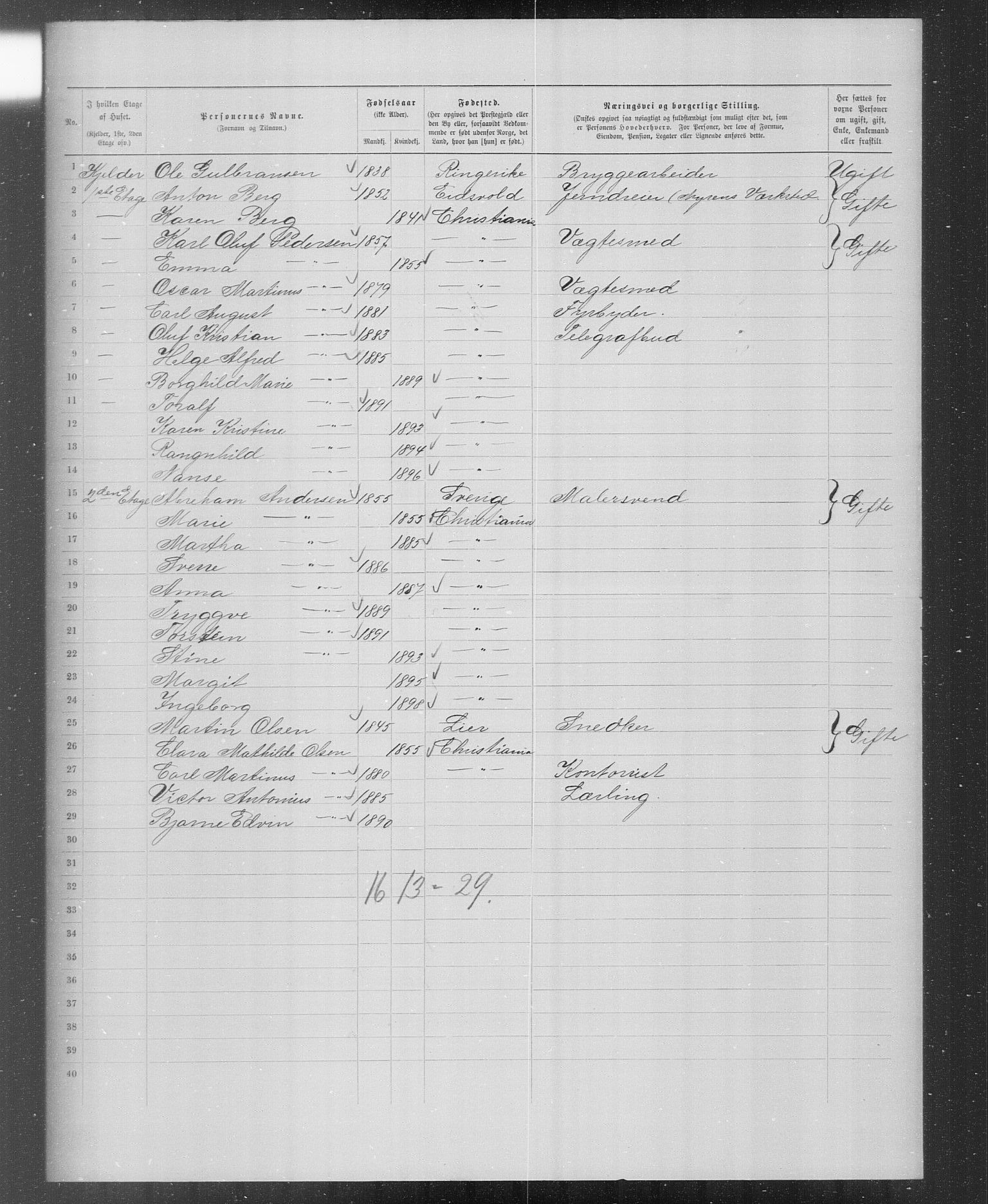 OBA, Municipal Census 1899 for Kristiania, 1899, p. 5411