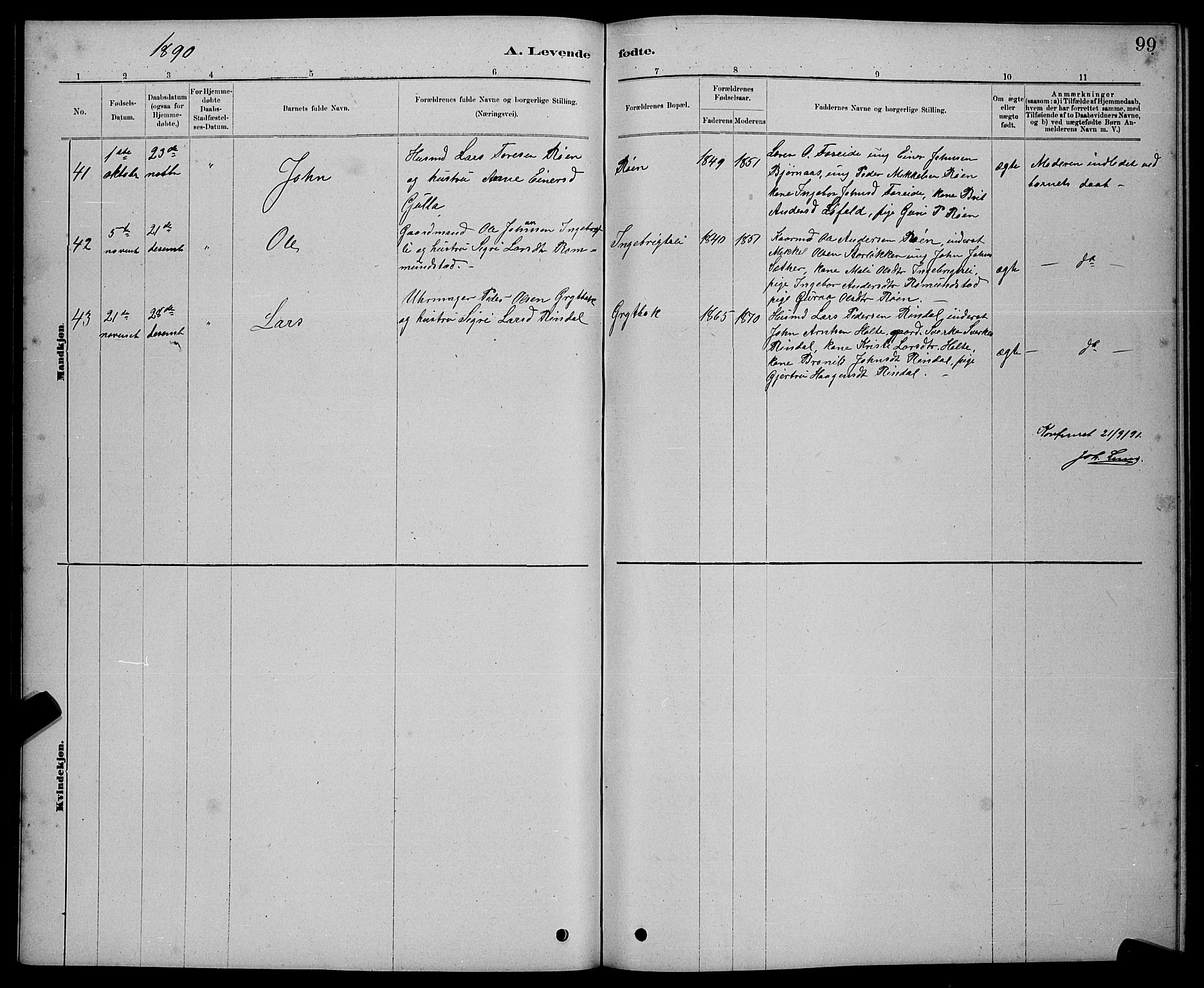 Ministerialprotokoller, klokkerbøker og fødselsregistre - Møre og Romsdal, AV/SAT-A-1454/598/L1077: Parish register (copy) no. 598C02, 1879-1891, p. 99