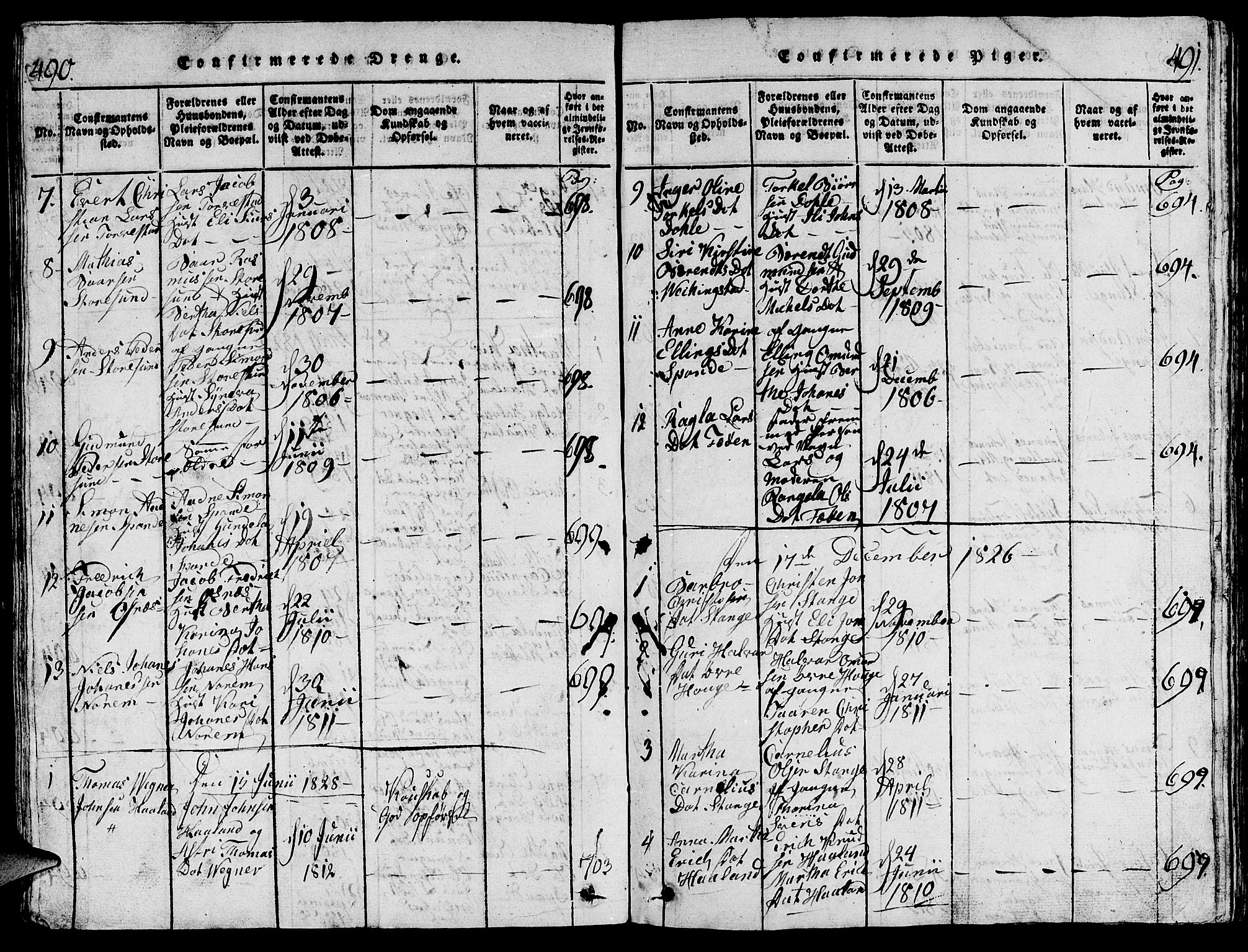 Torvastad sokneprestkontor, AV/SAST-A -101857/H/Ha/Hab/L0001: Parish register (copy) no. B 1 /1, 1817-1835, p. 490-491