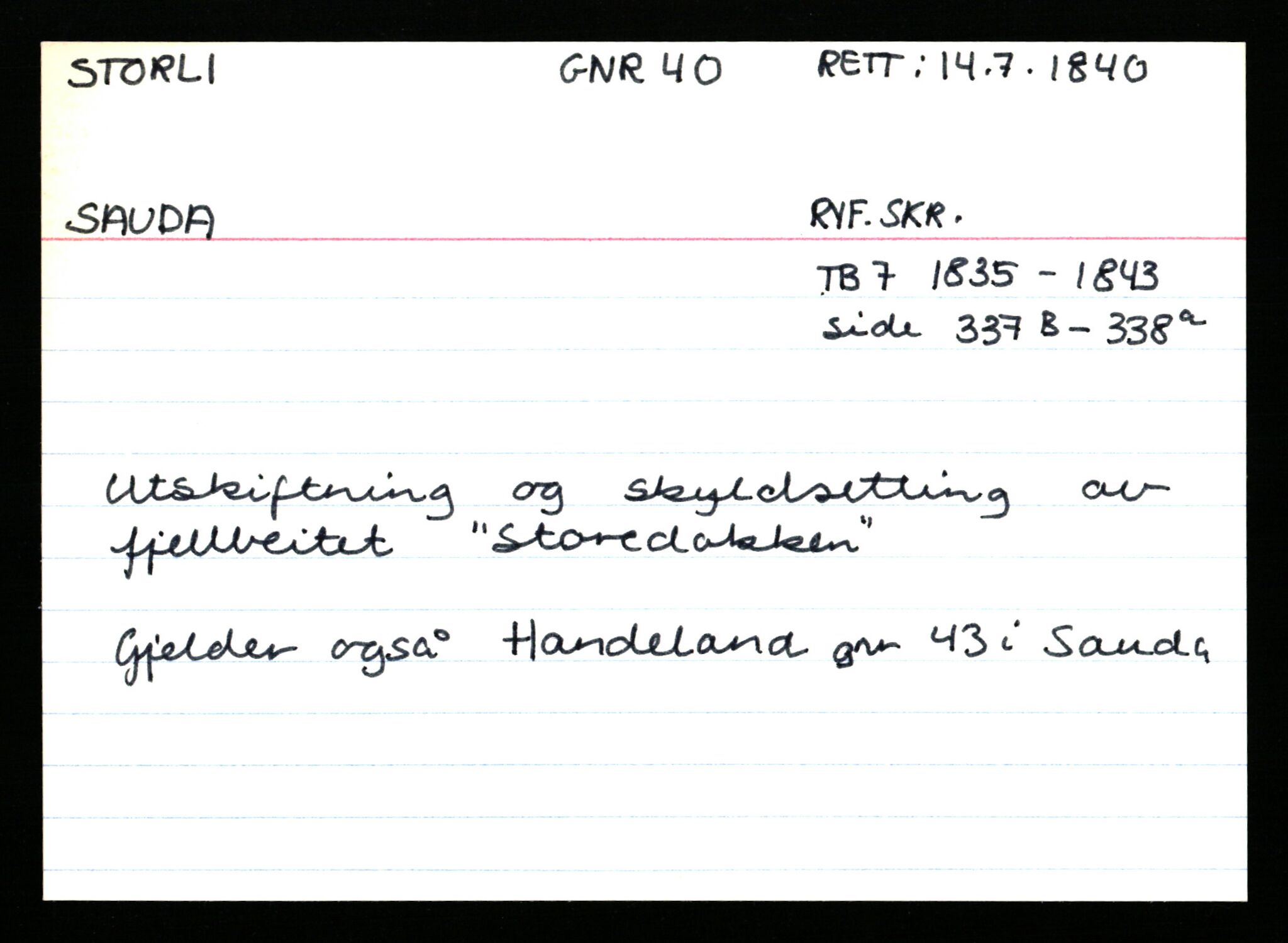 Statsarkivet i Stavanger, AV/SAST-A-101971/03/Y/Ym/L0056: Åstedskort sortert etter gårdsnavn: Stokkeland - Sund, 1600-1950, p. 240