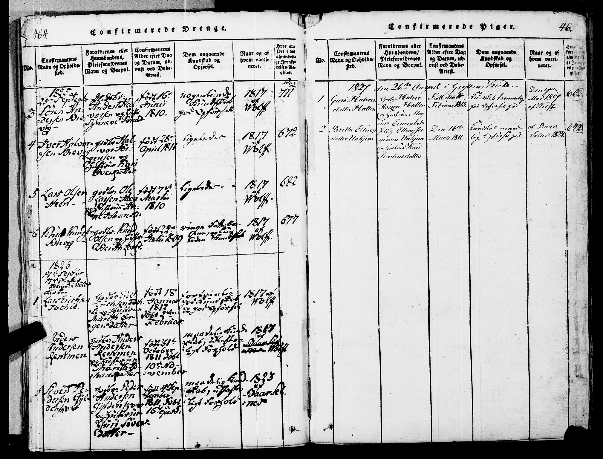 Ministerialprotokoller, klokkerbøker og fødselsregistre - Møre og Romsdal, SAT/A-1454/545/L0585: Parish register (official) no. 545A01, 1818-1853, p. 464-465