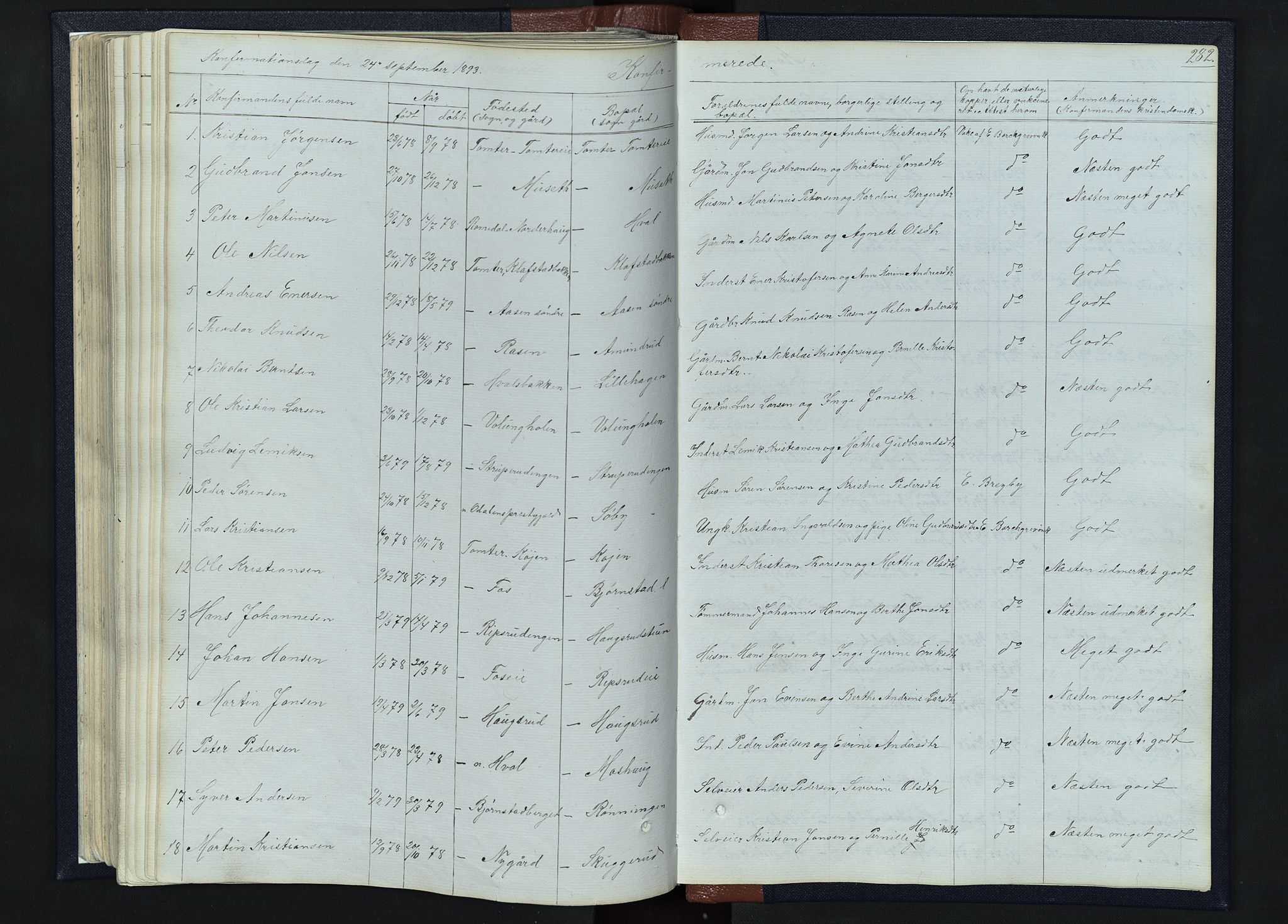 Romedal prestekontor, SAH/PREST-004/L/L0010: Parish register (copy) no. 10, 1860-1895, p. 282
