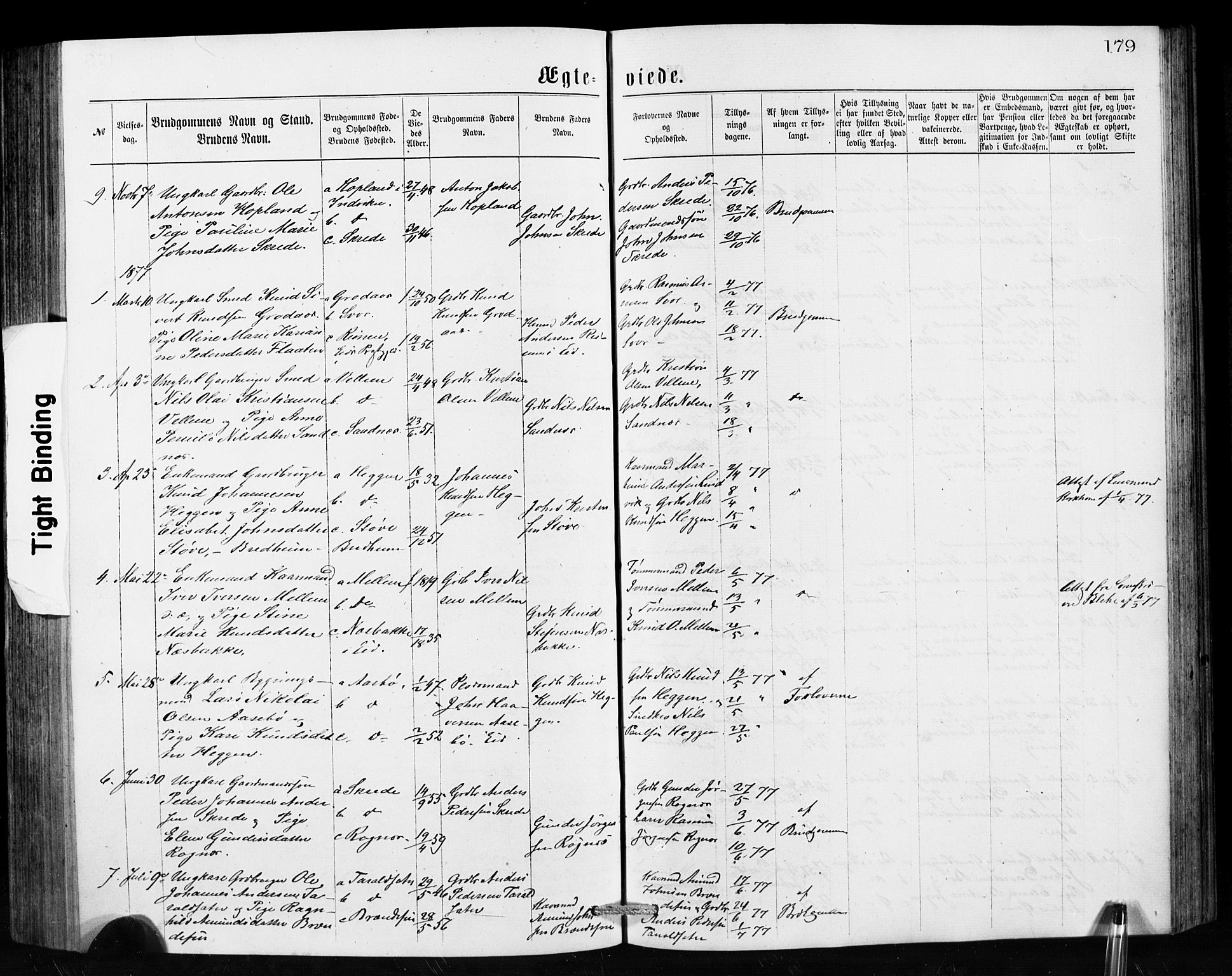 Hornindal sokneprestembete, SAB/A-82401/H/Hab: Parish register (copy) no. A 1, 1876-1894, p. 179