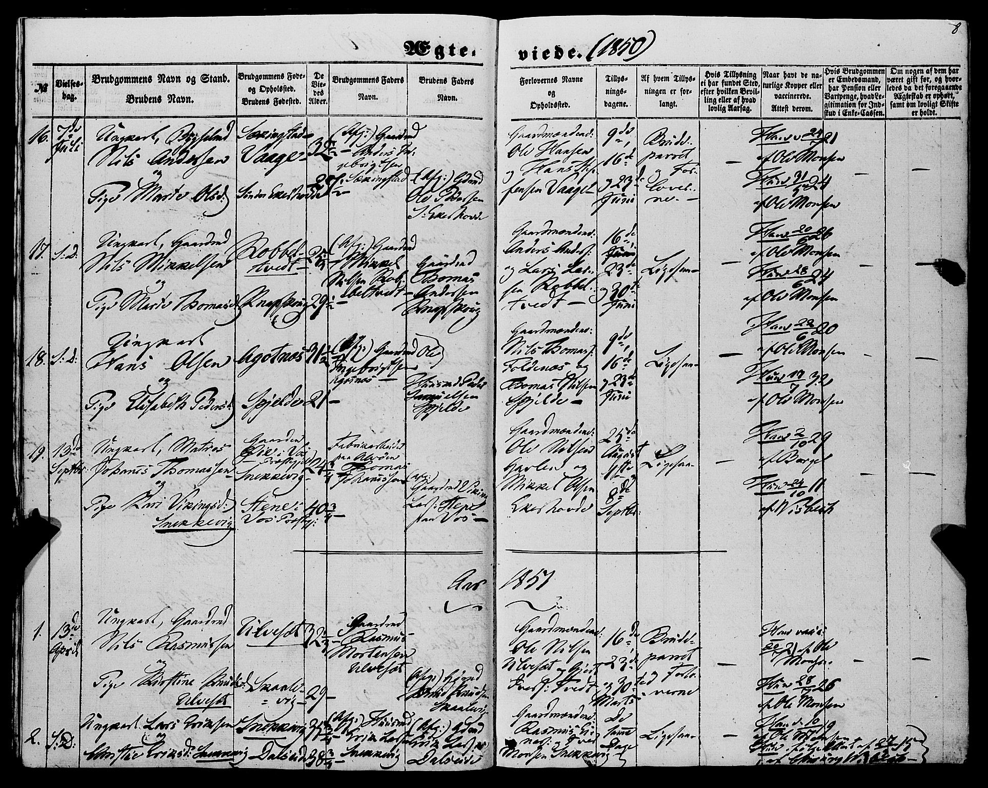 Fjell sokneprestembete, SAB/A-75301/H/Haa: Parish register (official) no. A 6, 1849-1877, p. 8