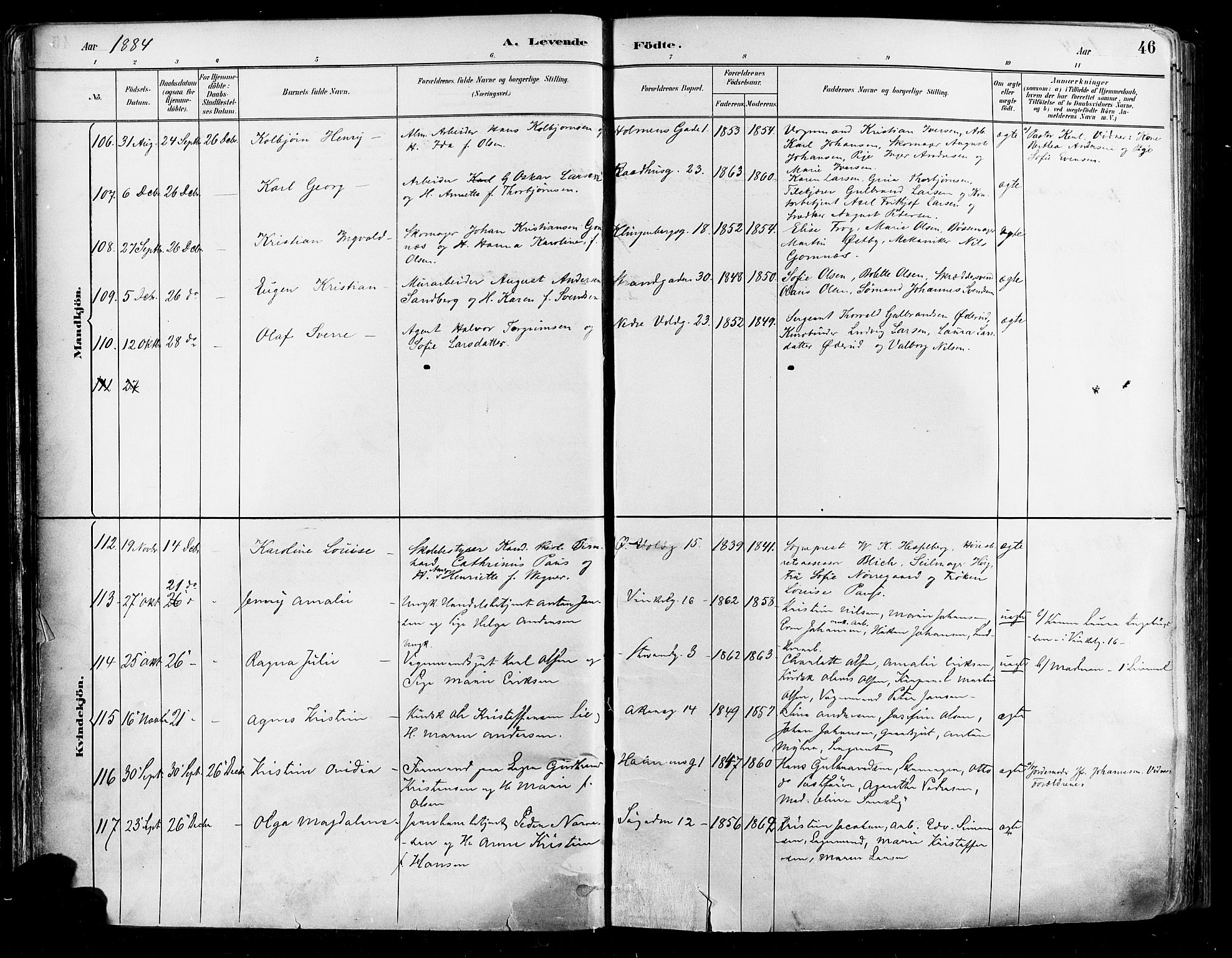 Johannes prestekontor Kirkebøker, SAO/A-10852/F/Fa/L0003: Parish register (official) no. 3, 1882-1896, p. 46