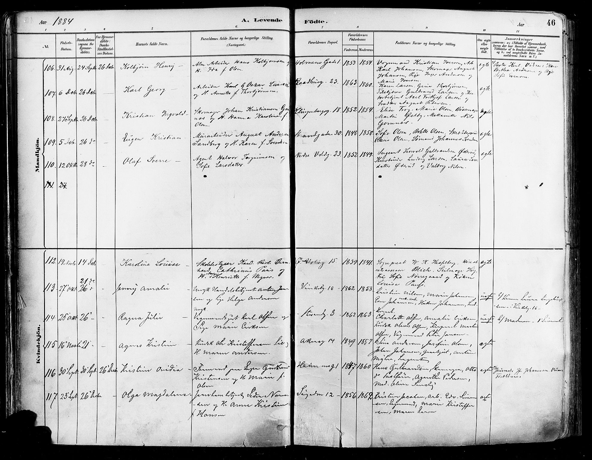 Johannes prestekontor Kirkebøker, AV/SAO-A-10852/F/Fa/L0003: Parish register (official) no. 3, 1882-1896, p. 46