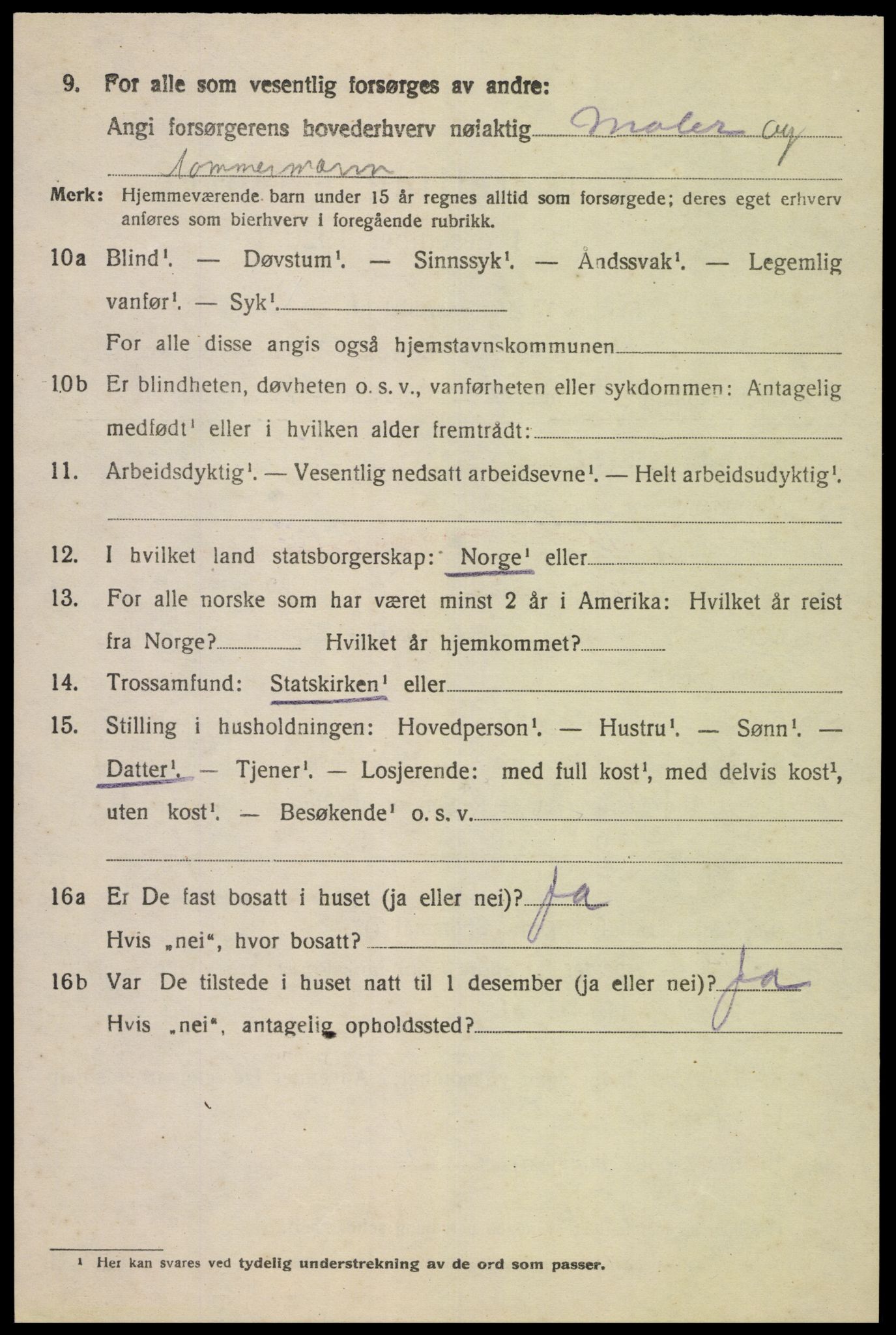 SAK, 1920 census for Fjotland, 1920, p. 1927