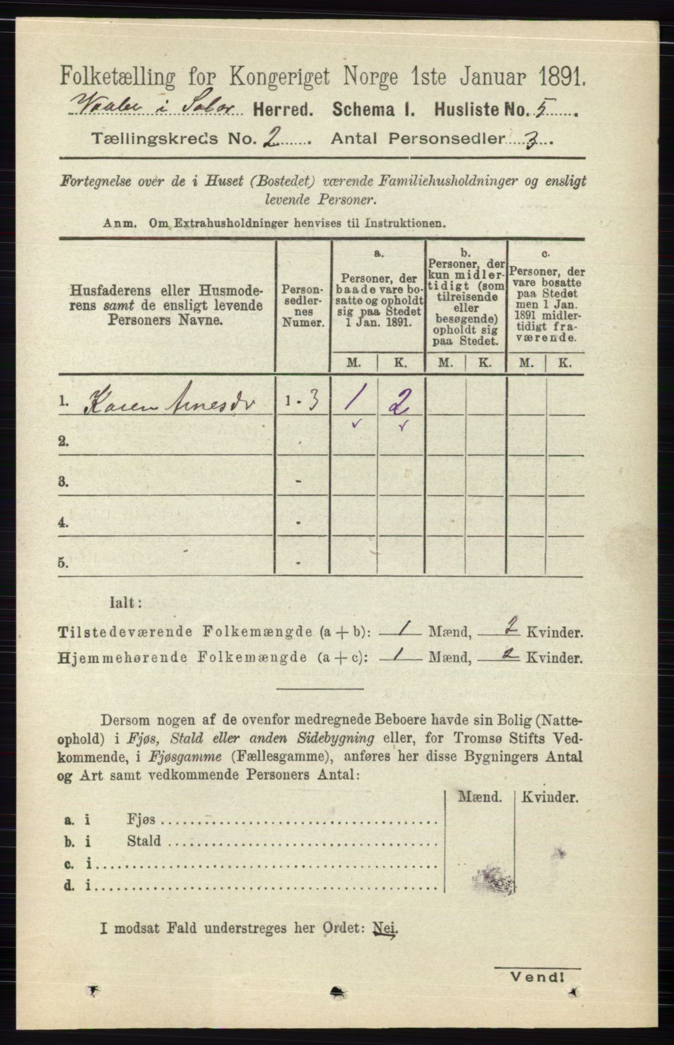 RA, 1891 census for 0426 Våler, 1891, p. 434