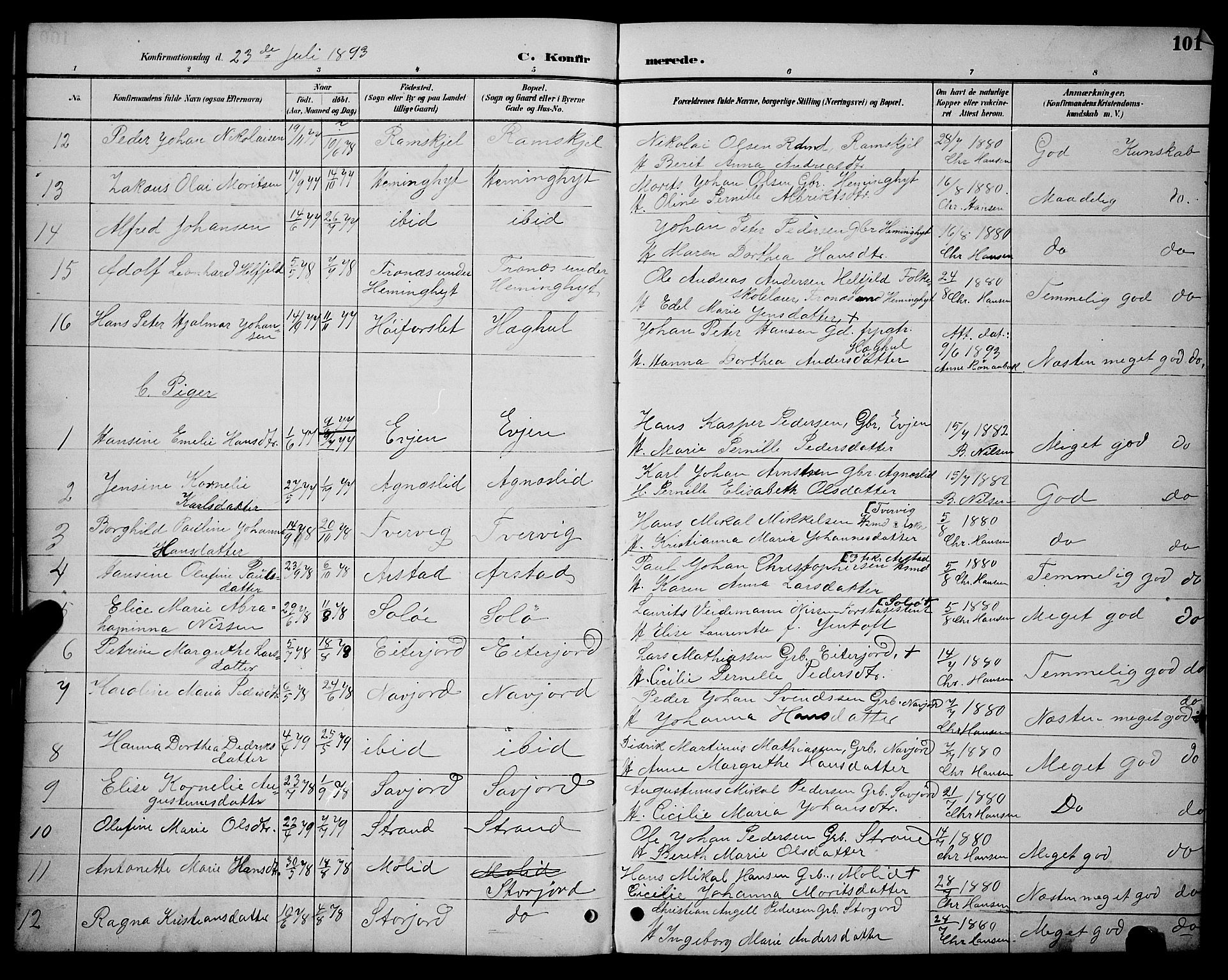 Ministerialprotokoller, klokkerbøker og fødselsregistre - Nordland, AV/SAT-A-1459/846/L0654: Parish register (copy) no. 846C04, 1887-1901, p. 101