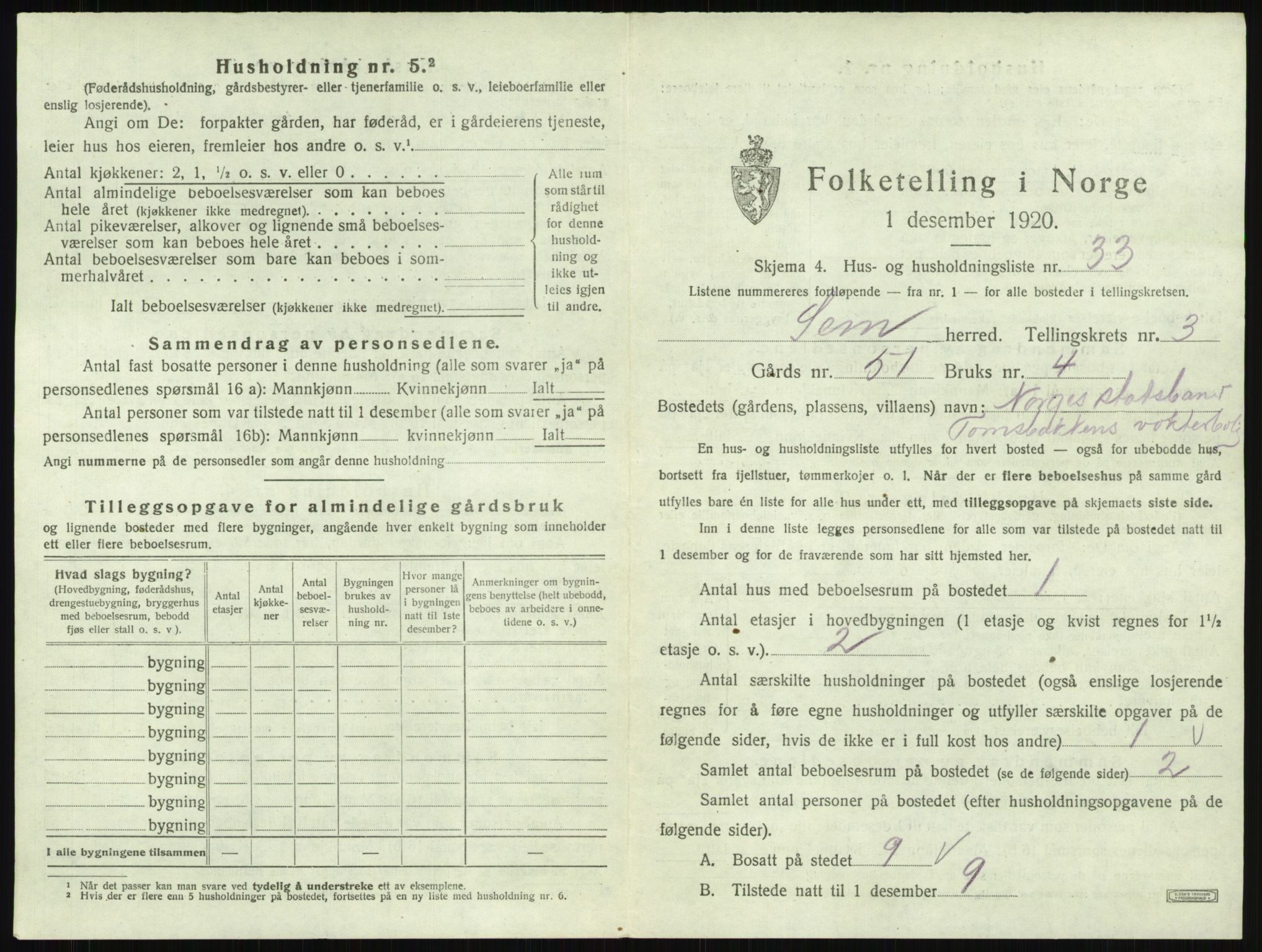 SAKO, 1920 census for Sem, 1920, p. 700