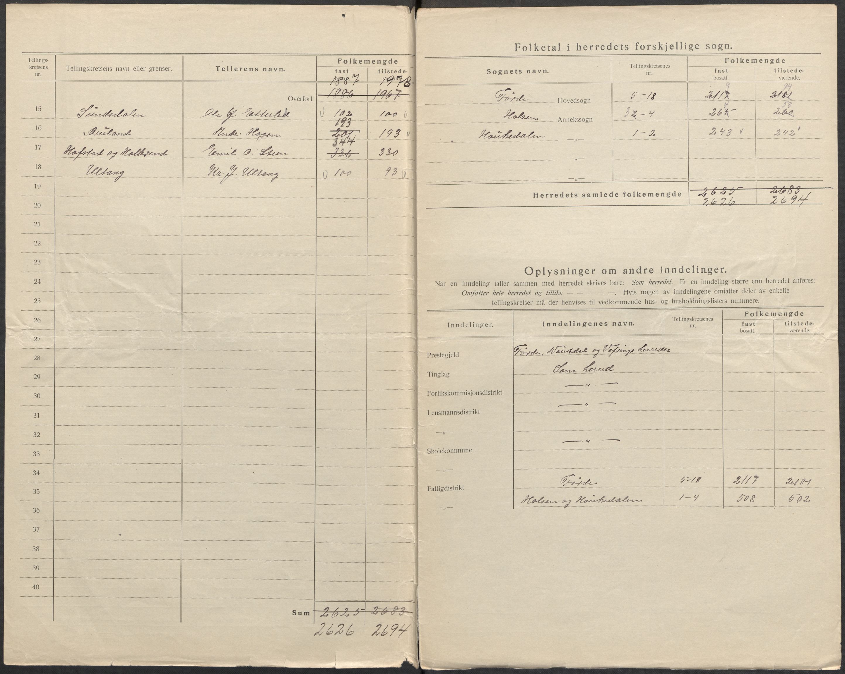 SAB, 1920 census for Førde, 1920, p. 3