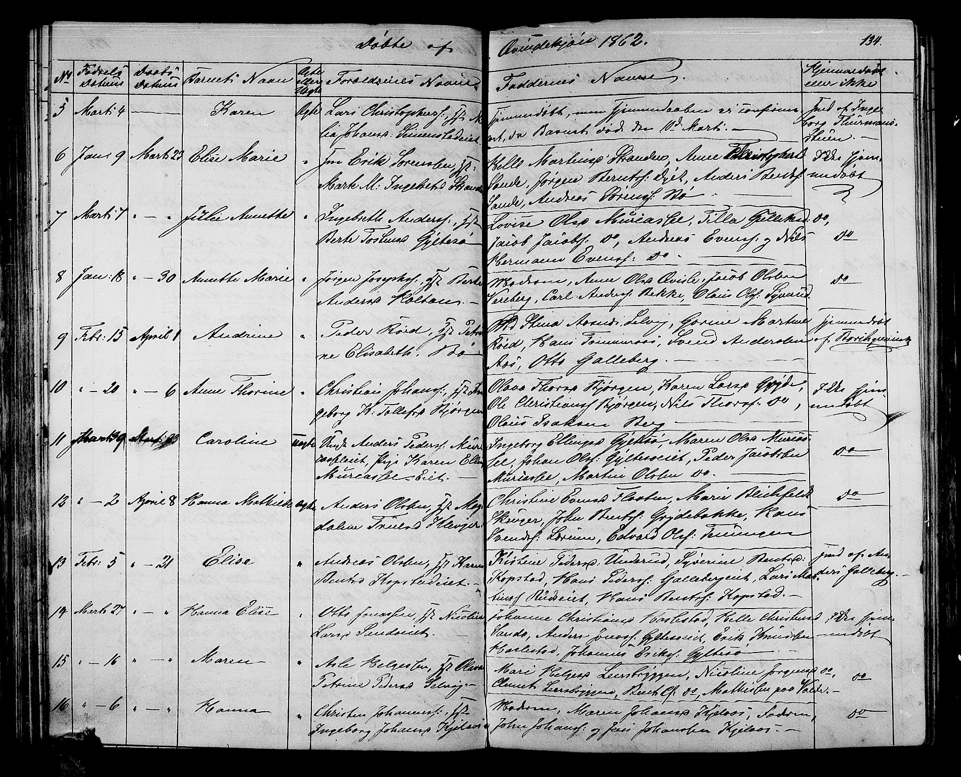 Sande Kirkebøker, AV/SAKO-A-53/G/Ga/L0002: Parish register (copy) no. 2, 1847-1863, p. 134