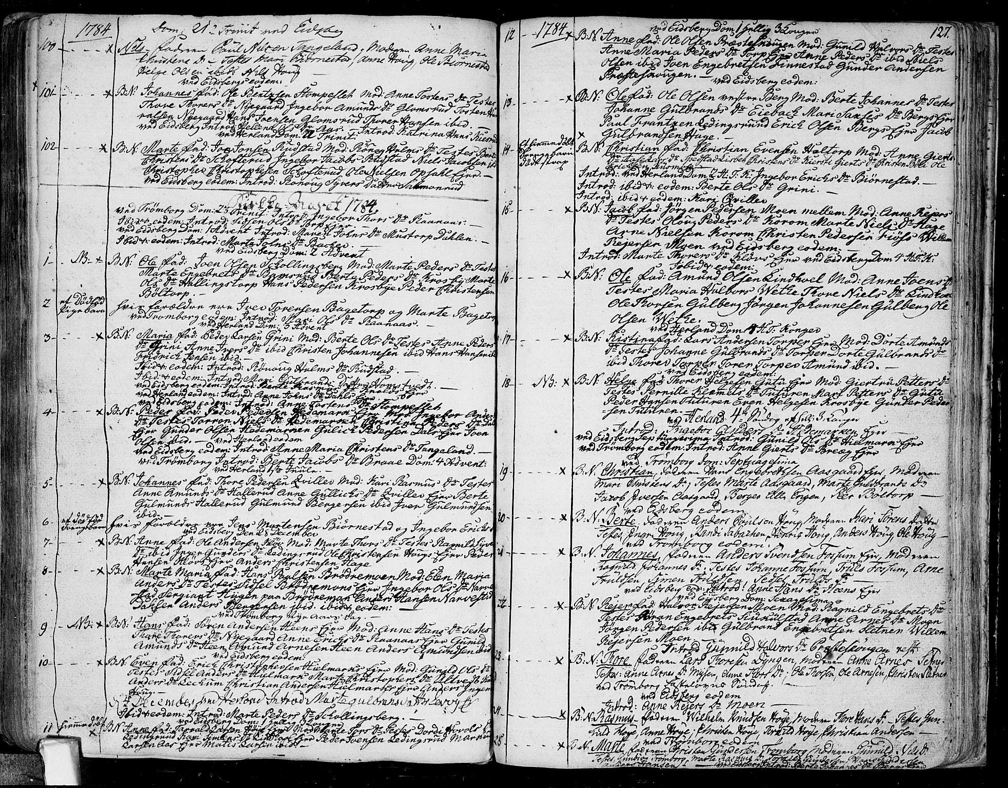 Eidsberg prestekontor Kirkebøker, SAO/A-10905/F/Fa/L0004: Parish register (official) no. I 4, 1759-1788, p. 127