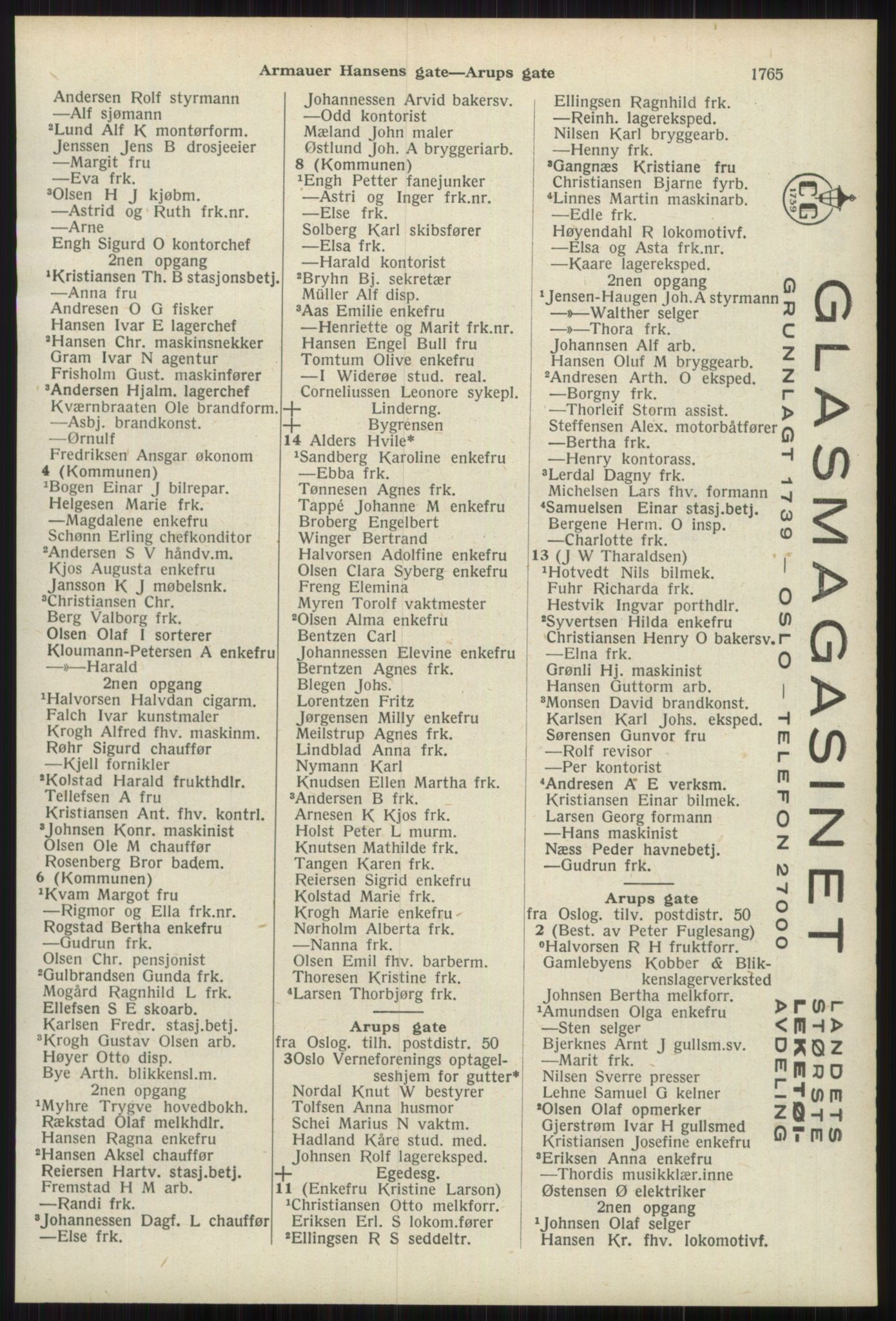 Kristiania/Oslo adressebok, PUBL/-, 1939, p. 1765