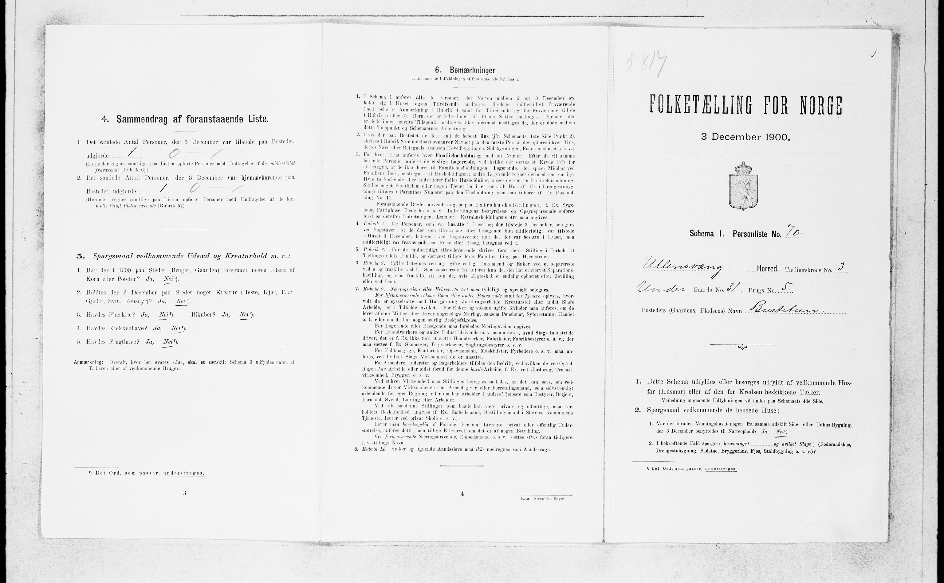 SAB, 1900 census for Ullensvang, 1900, p. 475