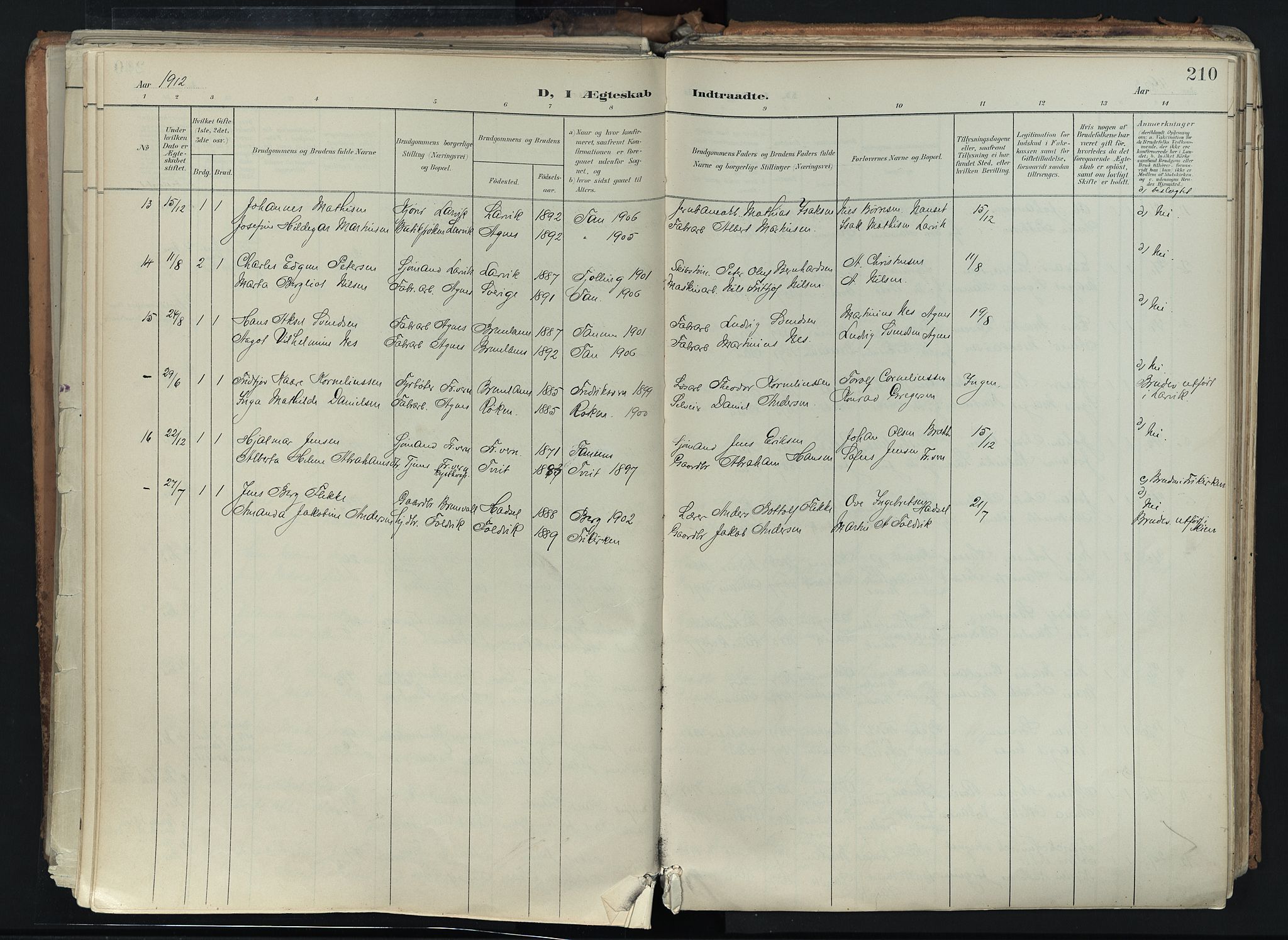 Brunlanes kirkebøker, SAKO/A-342/F/Fc/L0003: Parish register (official) no. III 3, 1900-1922, p. 210