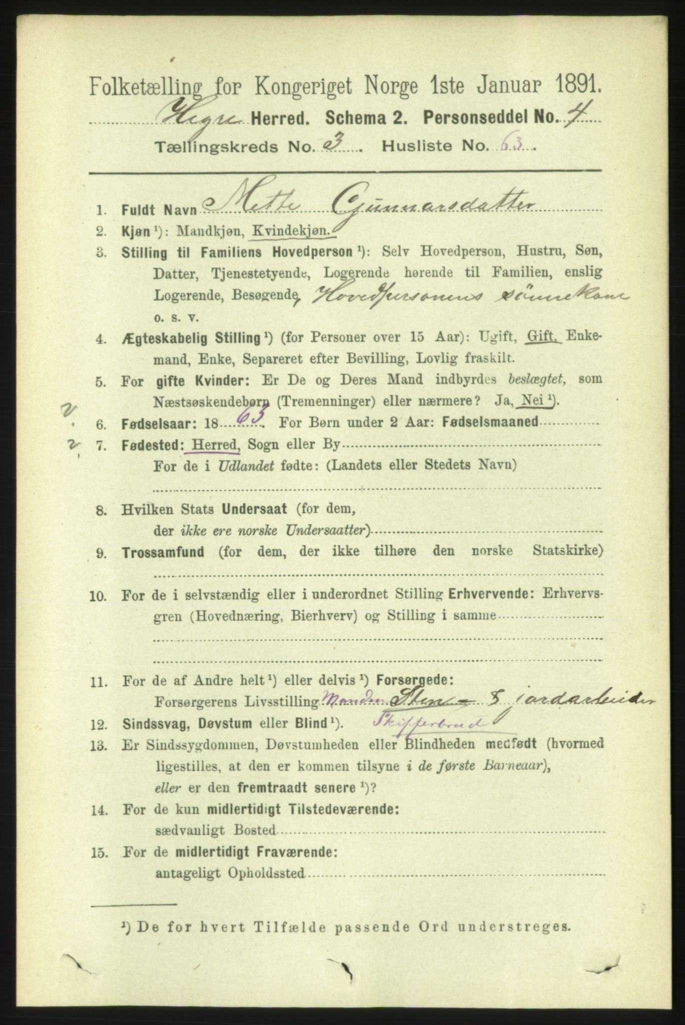 RA, 1891 census for 1712 Hegra, 1891, p. 1395