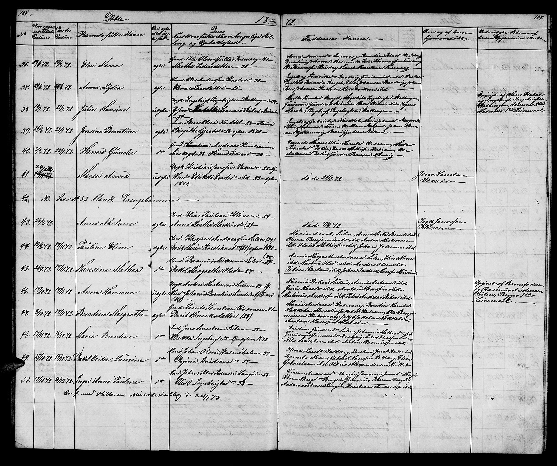 Ministerialprotokoller, klokkerbøker og fødselsregistre - Sør-Trøndelag, SAT/A-1456/640/L0583: Parish register (copy) no. 640C01, 1866-1877, p. 104-105