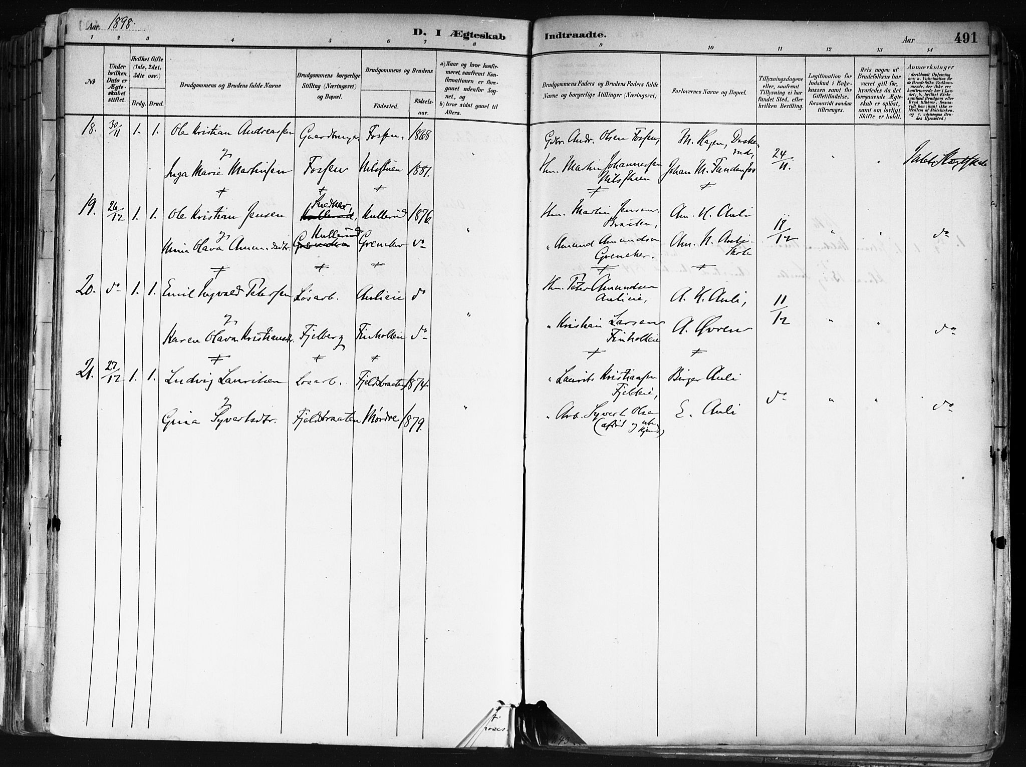 Nes prestekontor Kirkebøker, AV/SAO-A-10410/F/Fa/L0010: Parish register (official) no. I 10, 1883-1898, p. 491