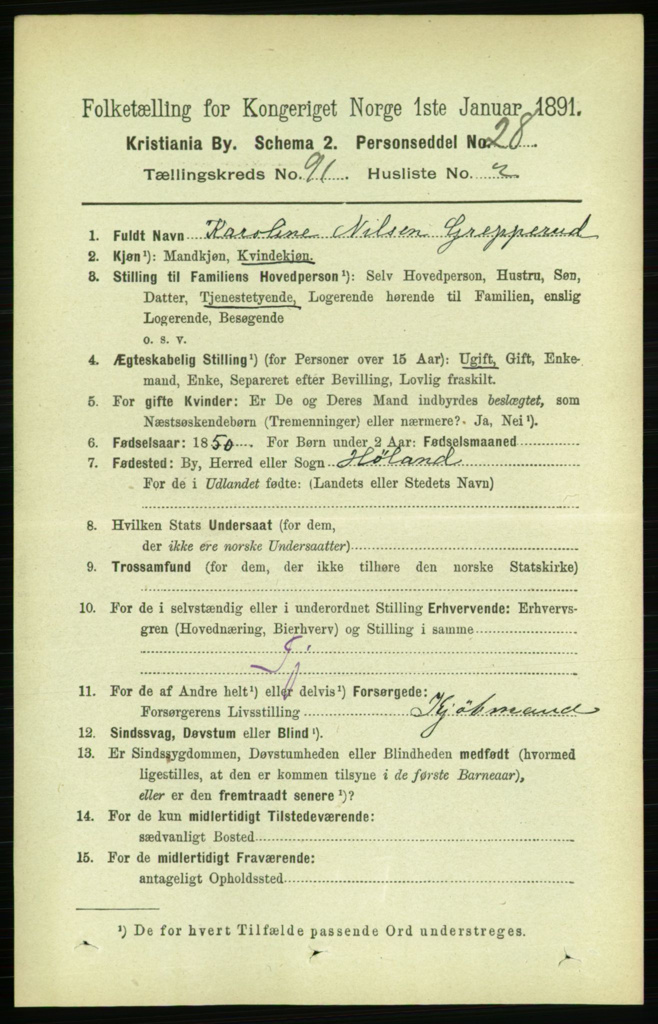 RA, 1891 census for 0301 Kristiania, 1891, p. 44667